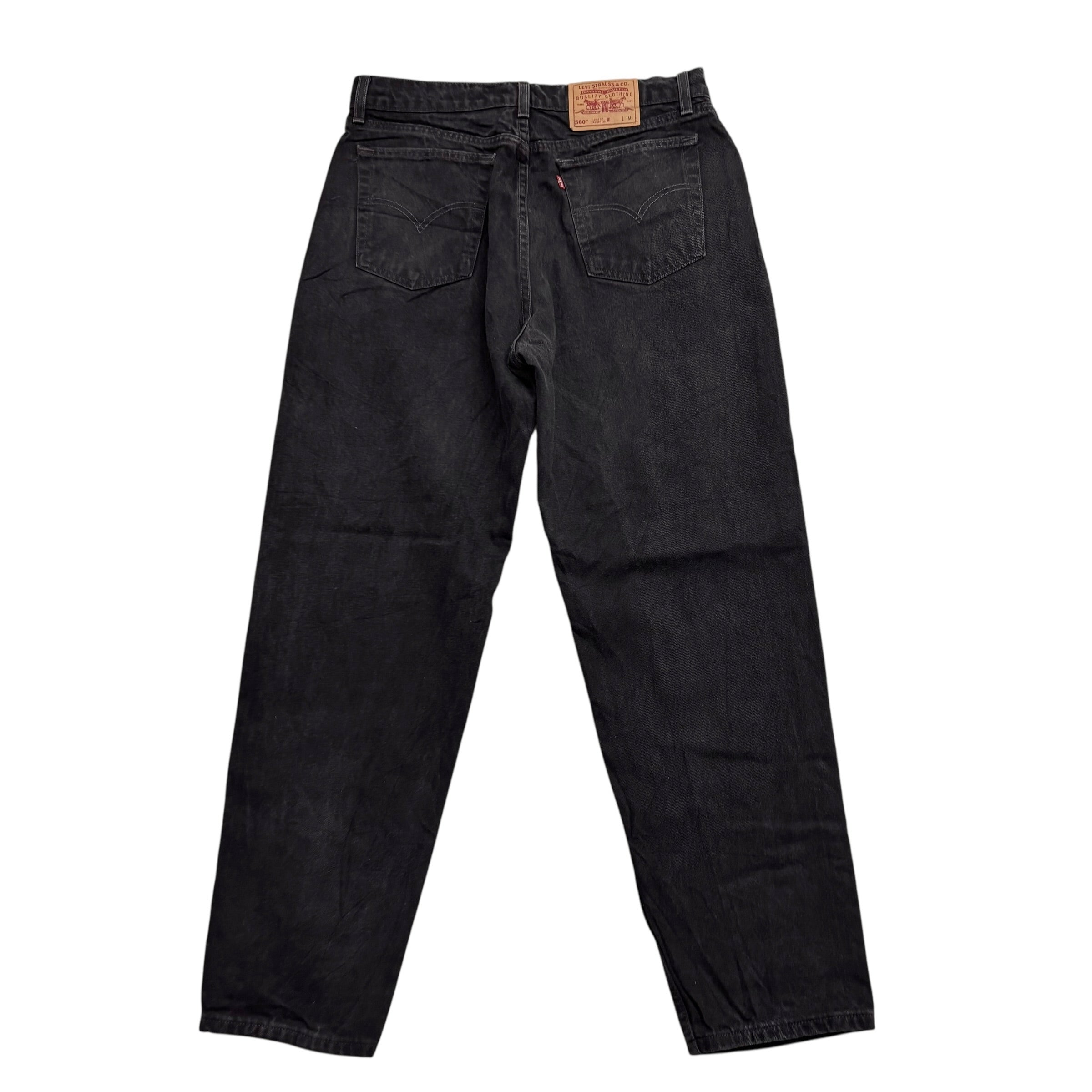 Levis 560 Jeans W33 L32 Womens Black Relaxed Straight Vintage Denim (E)