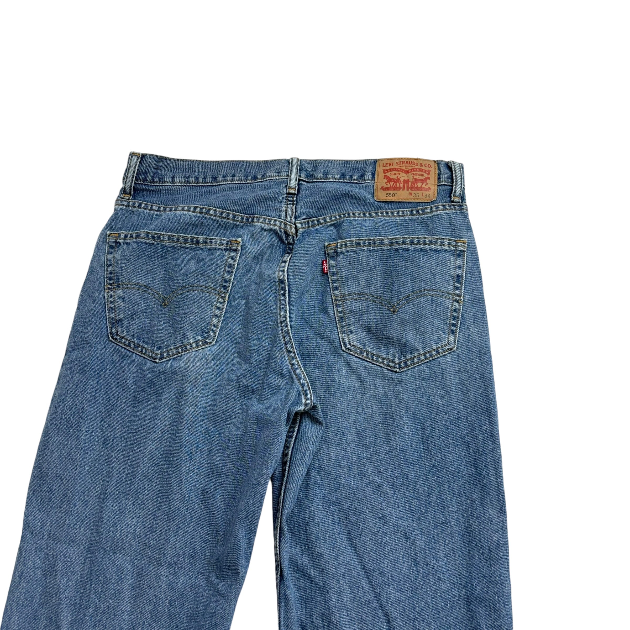 Levis 550 Jeans W36 L34 Mens Mid Blue Baggy Relaxed Straight Fit Denim