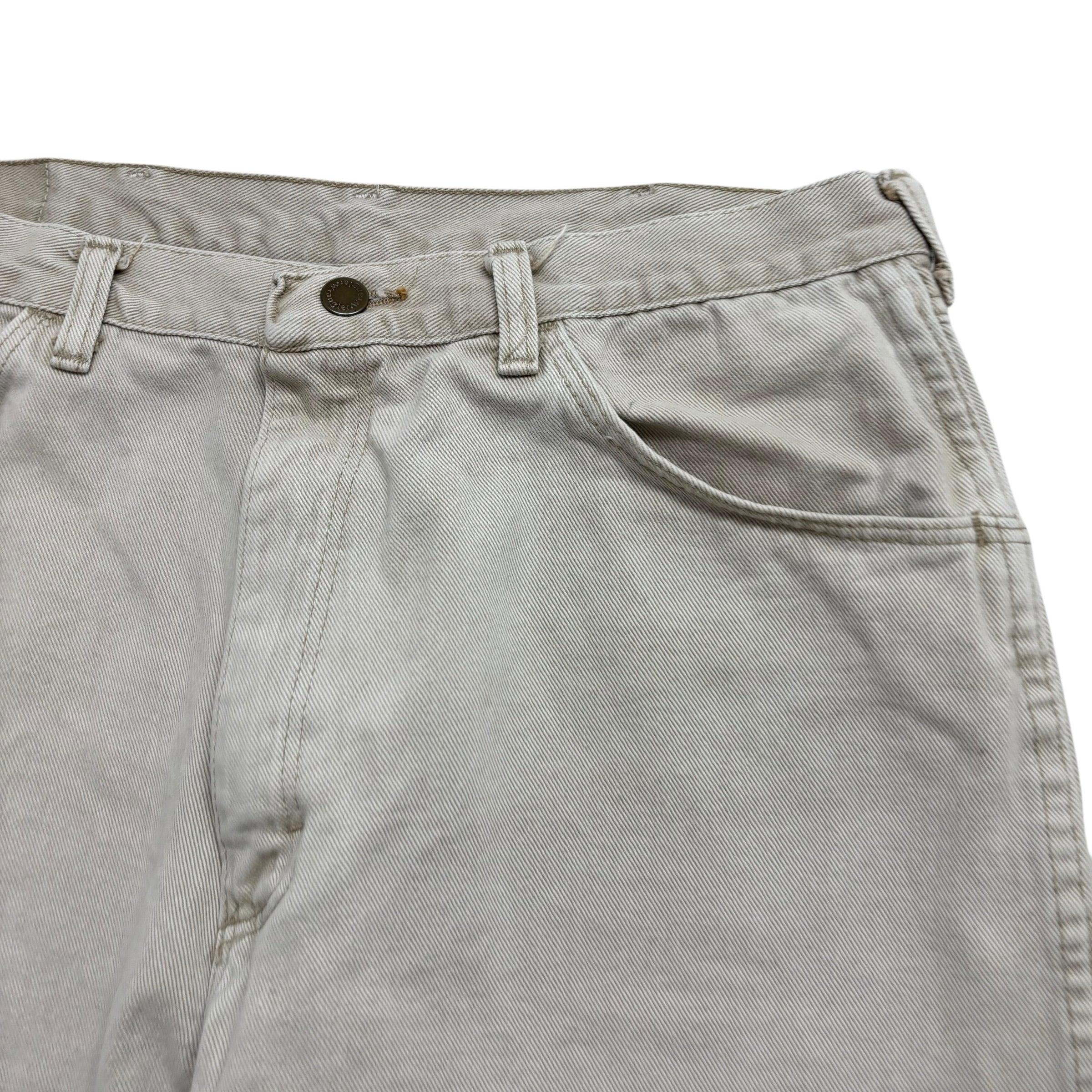 Vintage Wrangler Baggy Jorts W34 Mens Denim Shorts Cream Relaxed USA Made (F)