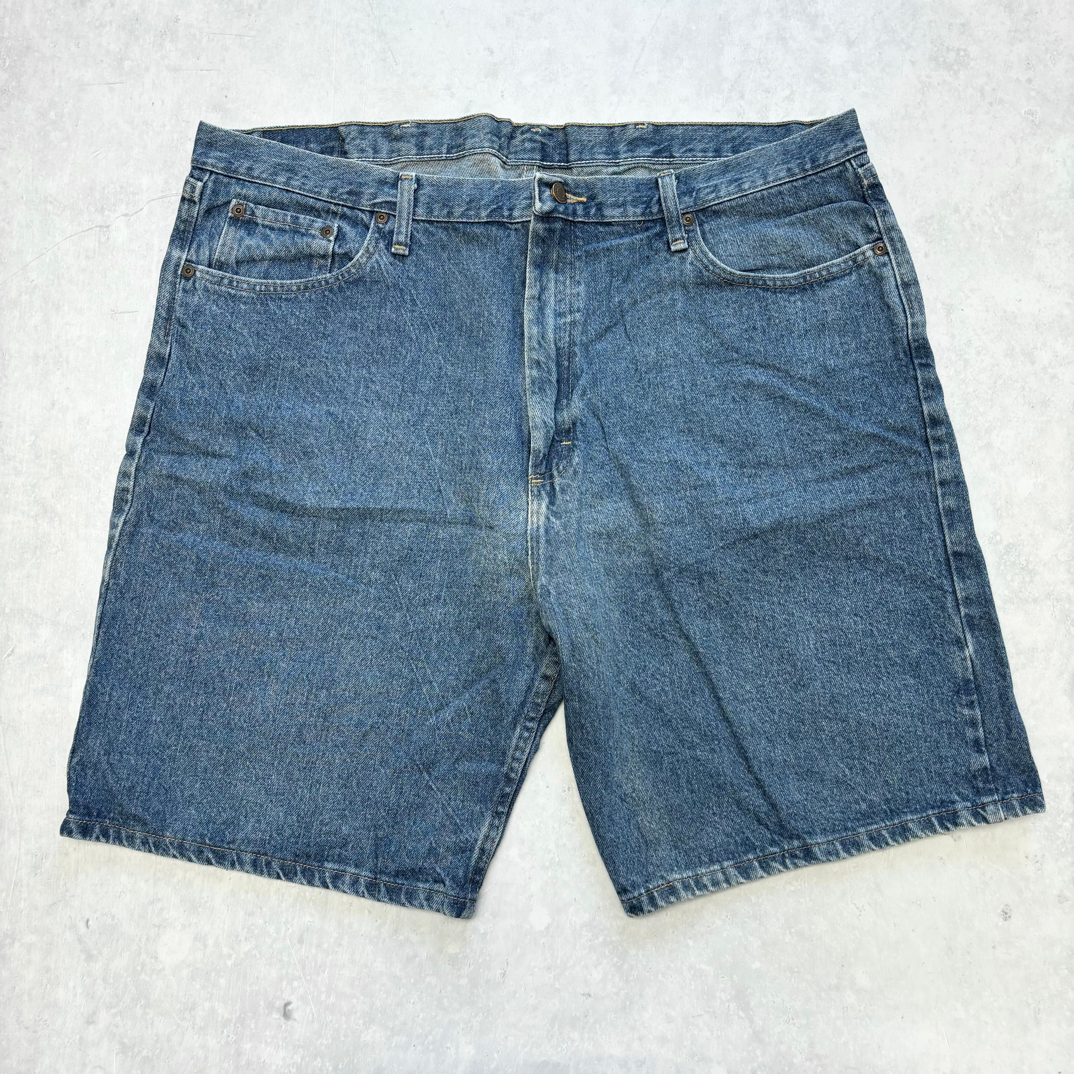 Vintage Wrangler Jorts W42 Mens Denim Shorts Mid Blue Baggy Relaxed Fit