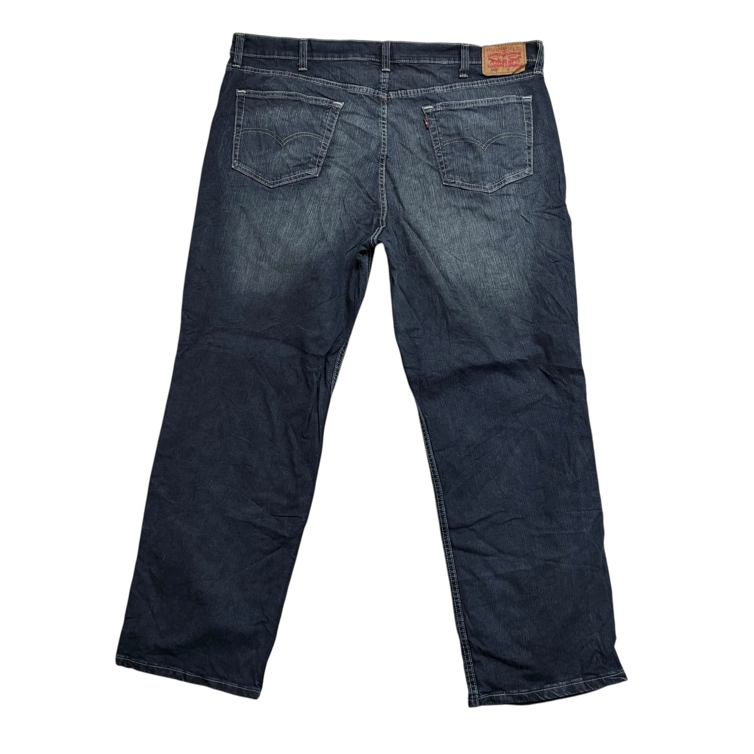 Levis 559 Jeans W44 L32 Mens Dark Blue Relaxed Straight Fit Stretch Denim (E)