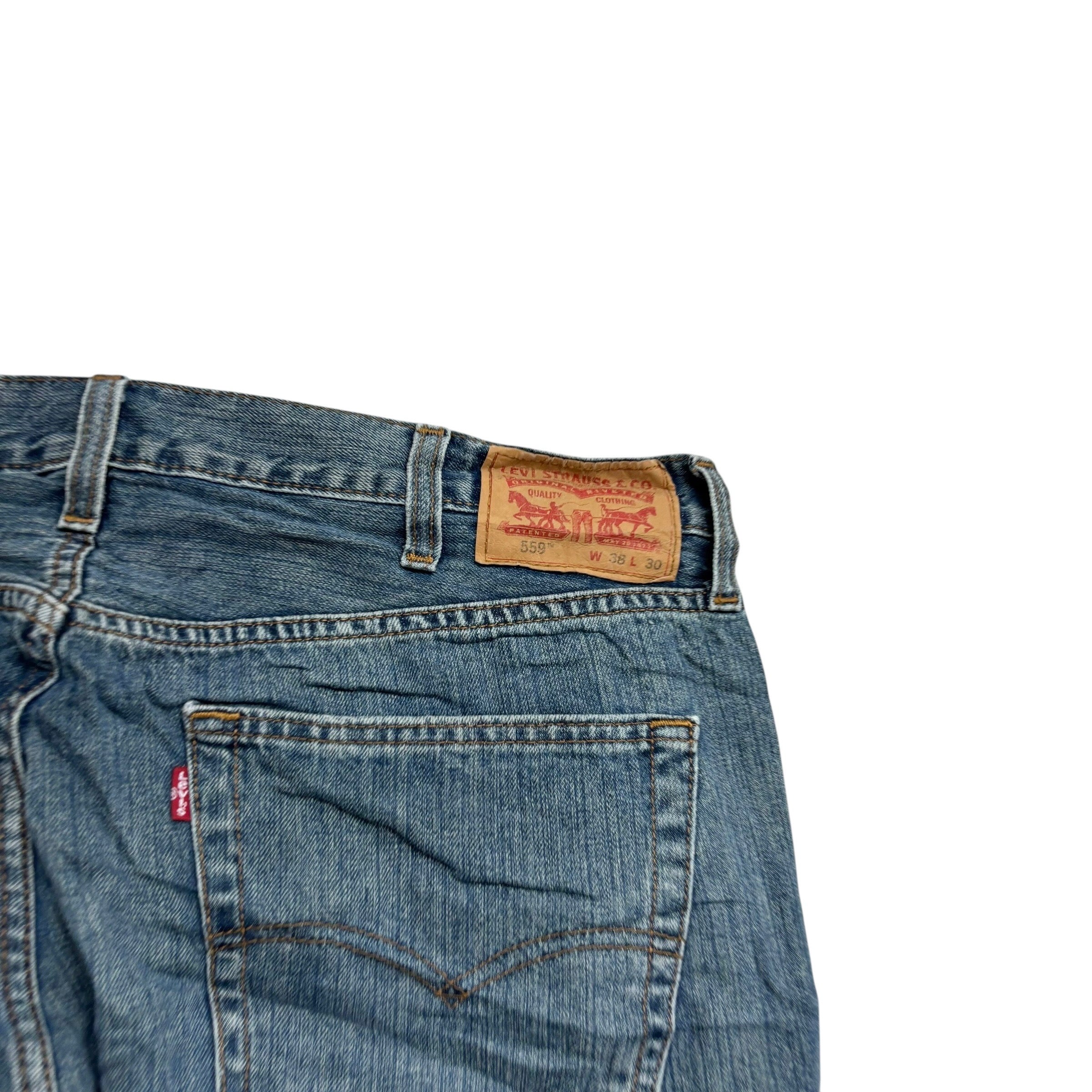 Levis 559 Jeans W38 L30 Mens Dark Blue Baggy Relaxed Straight Fit Denim (E)