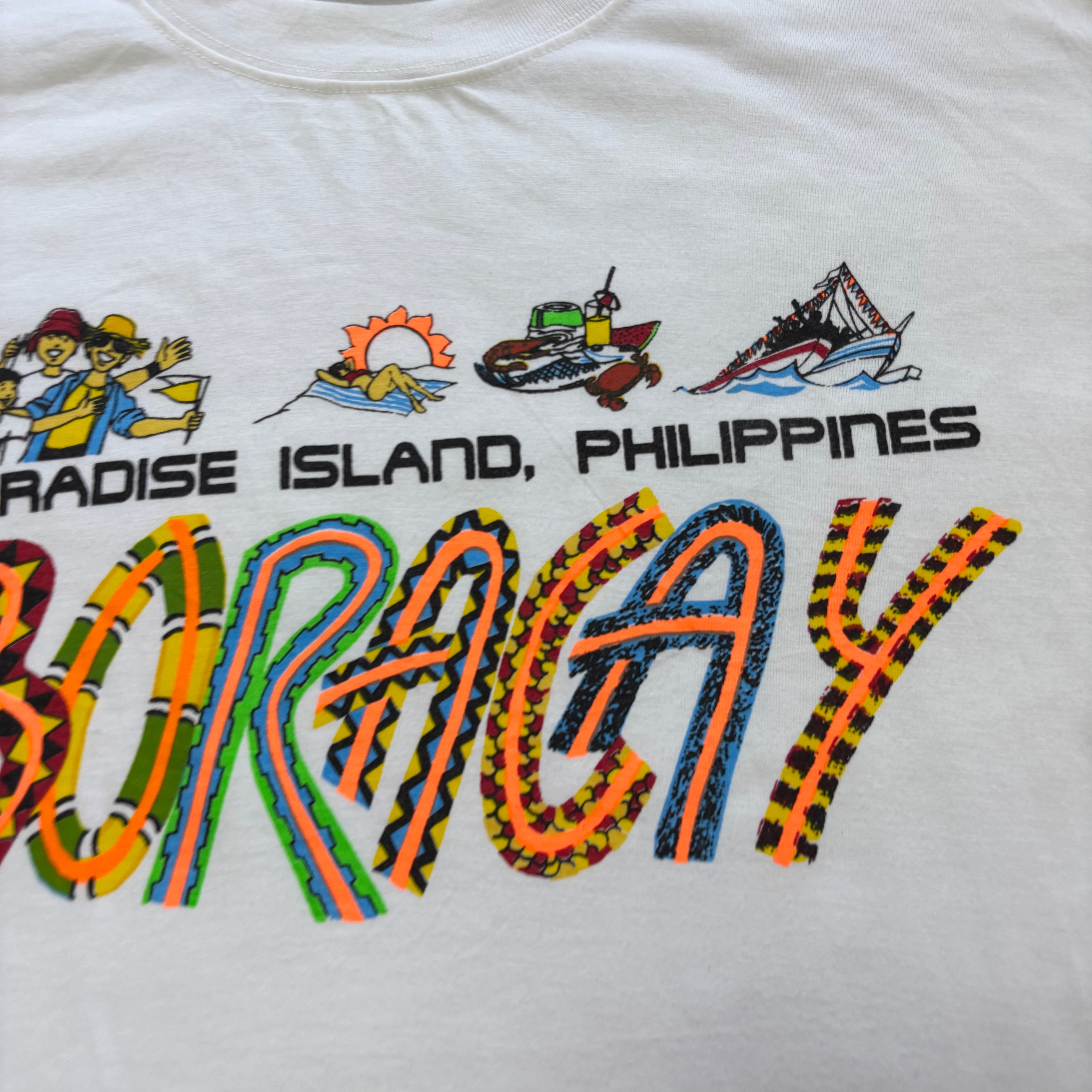 Vintage T Shirt Mens Large White Graphic Print 90s Tourist (E)