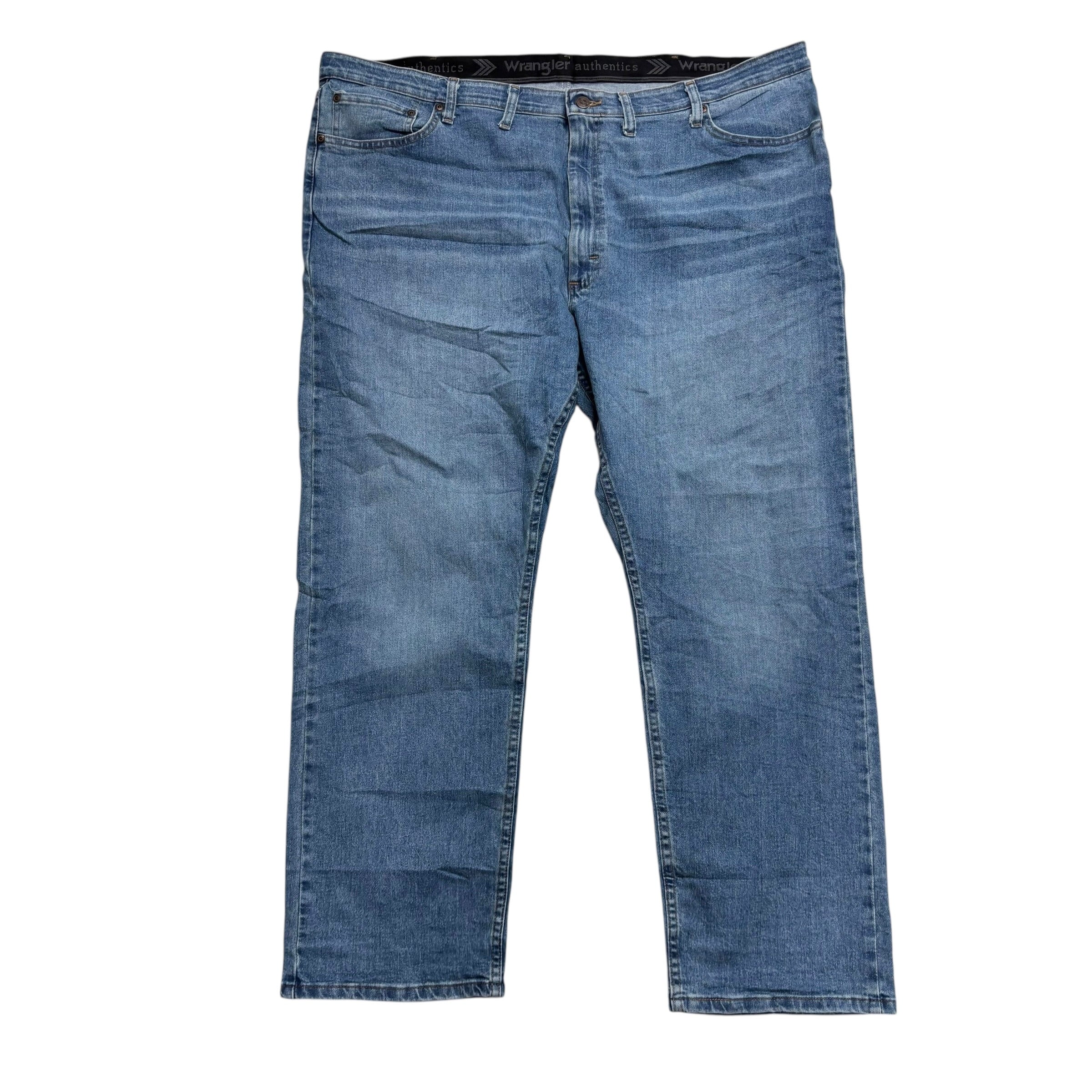 Wrangler Jeans W48 L30 Mens Mid Blue Regular Straight Fit Stretch Denim (E)