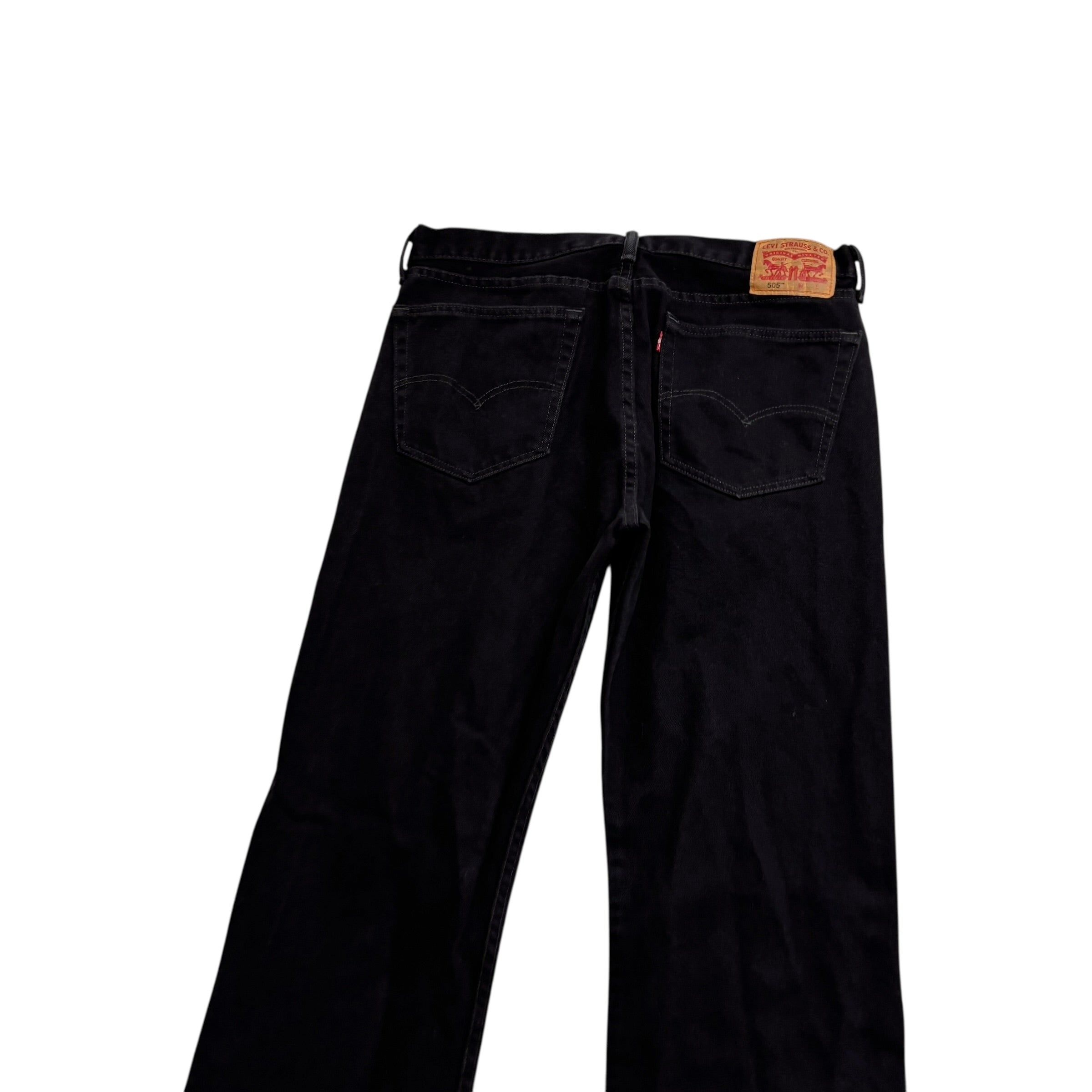 Levis 505 Jeans W36 L38 Mens Black Regular Straight Fit Denim (E)