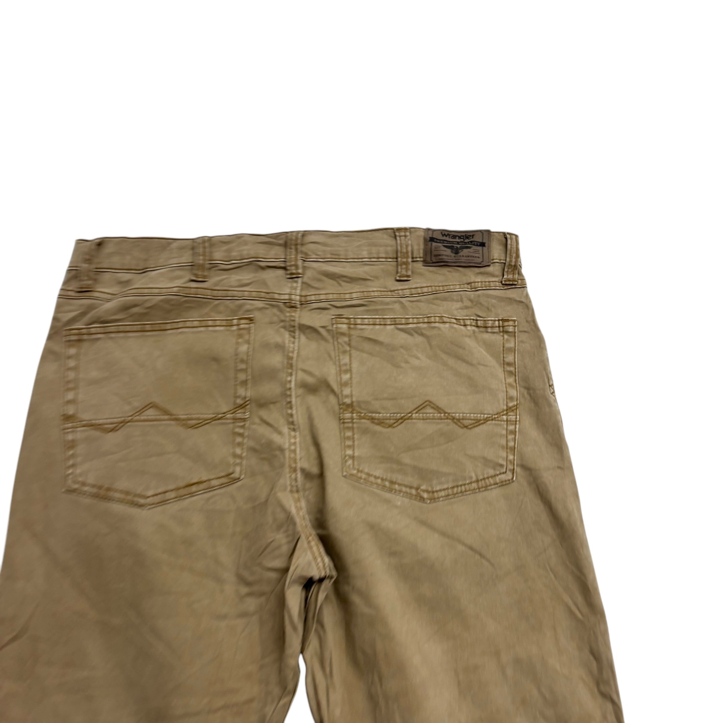 Wrangler Trousers W34 L32 Mens Beige Slim Straight Fit Stretch Cotton Pants
