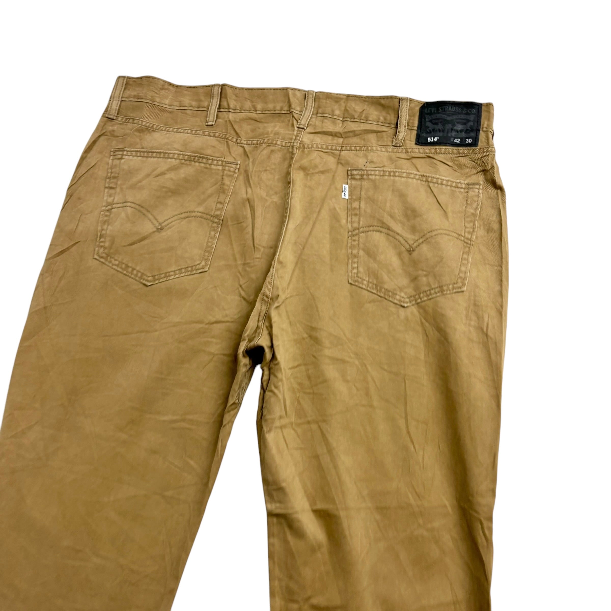 Levis 514 Trousers W42 L30 Mens Golden Tan Regular Straight Fit Cotton Pants