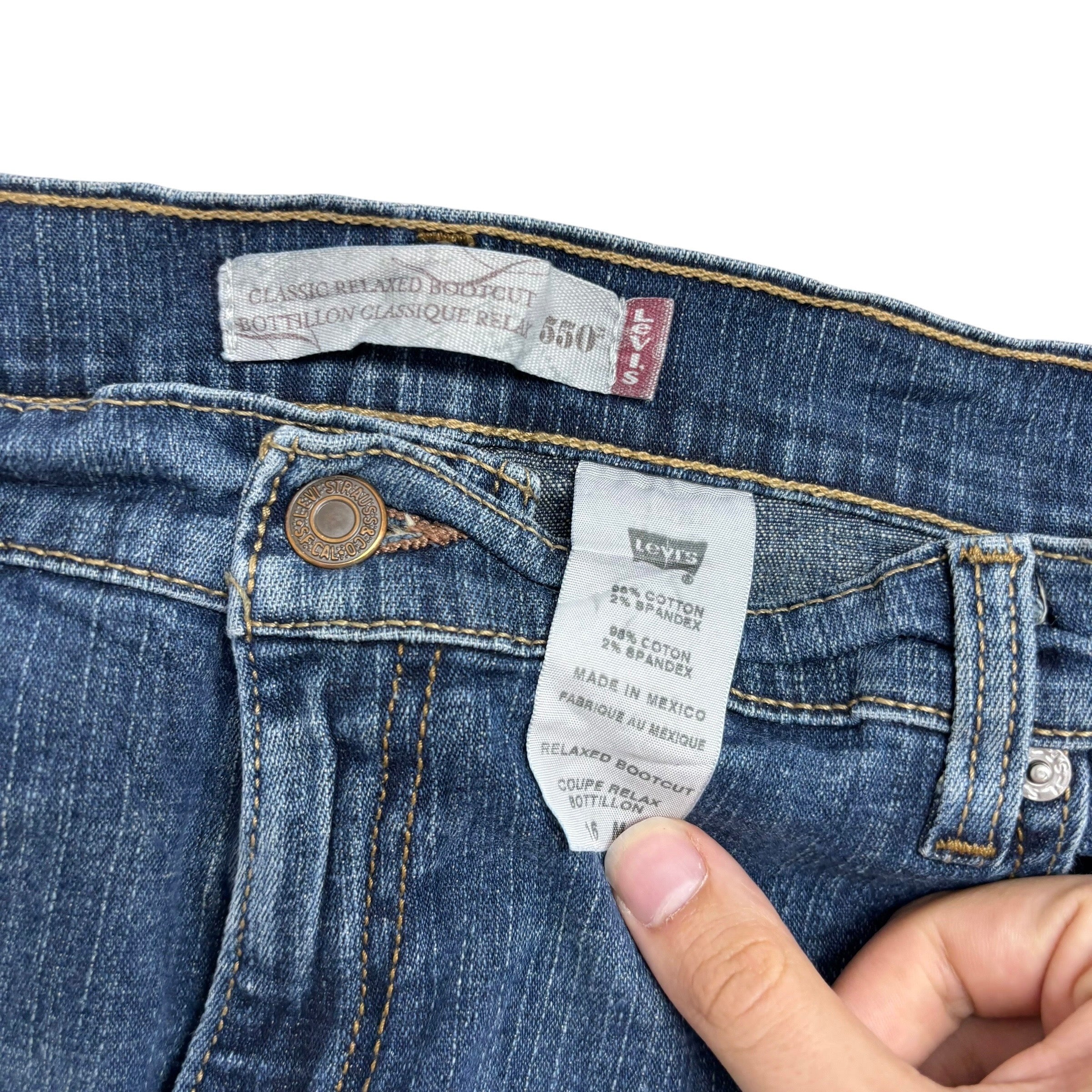 Levis 550 Jeans W36 L32 Womens Relaxed Bootcut Dark Blue Stretch Vintage (E)