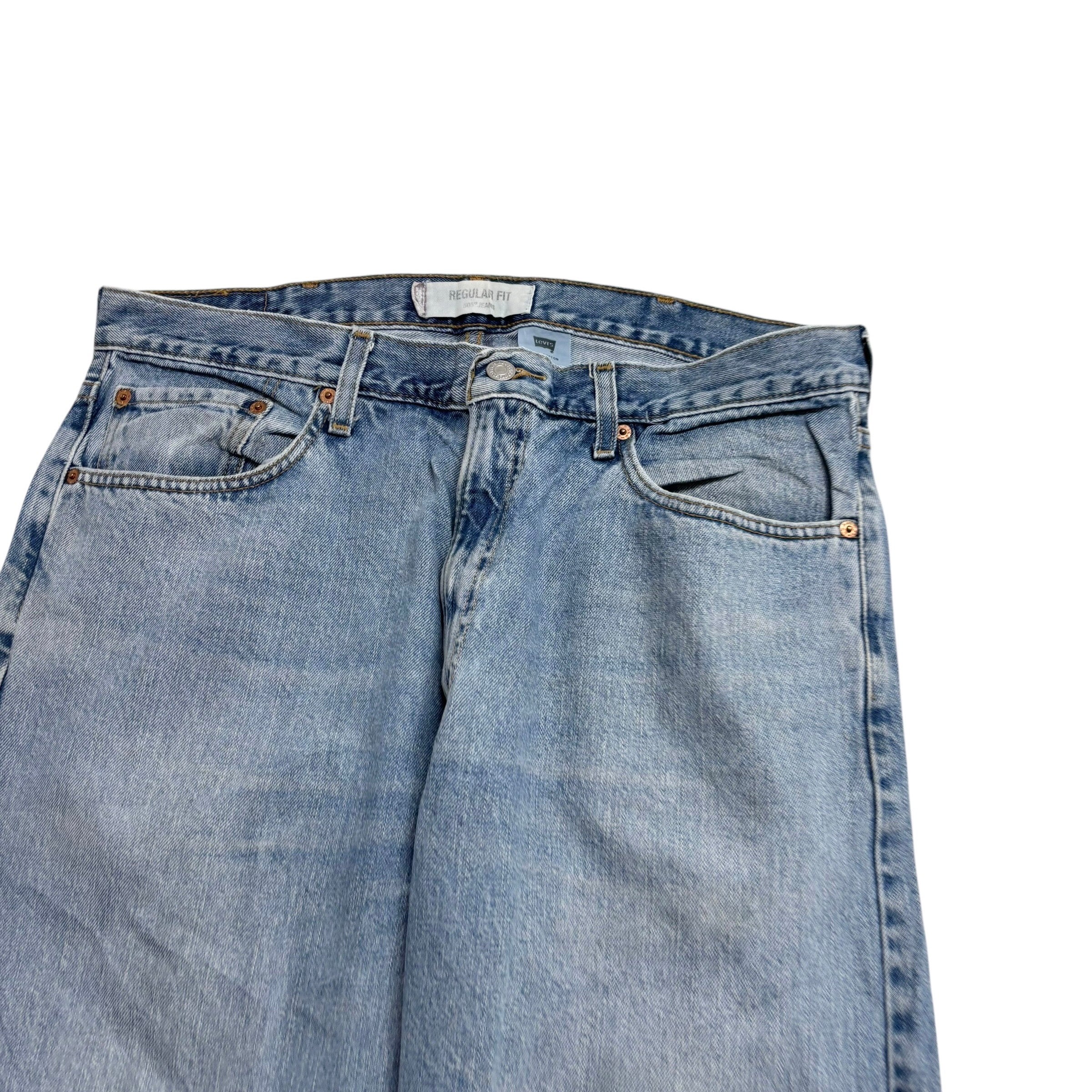 Levis 505 Jeans W36 L30 Mens Light Blue Regular Straight Fit Vintage Denim (F)