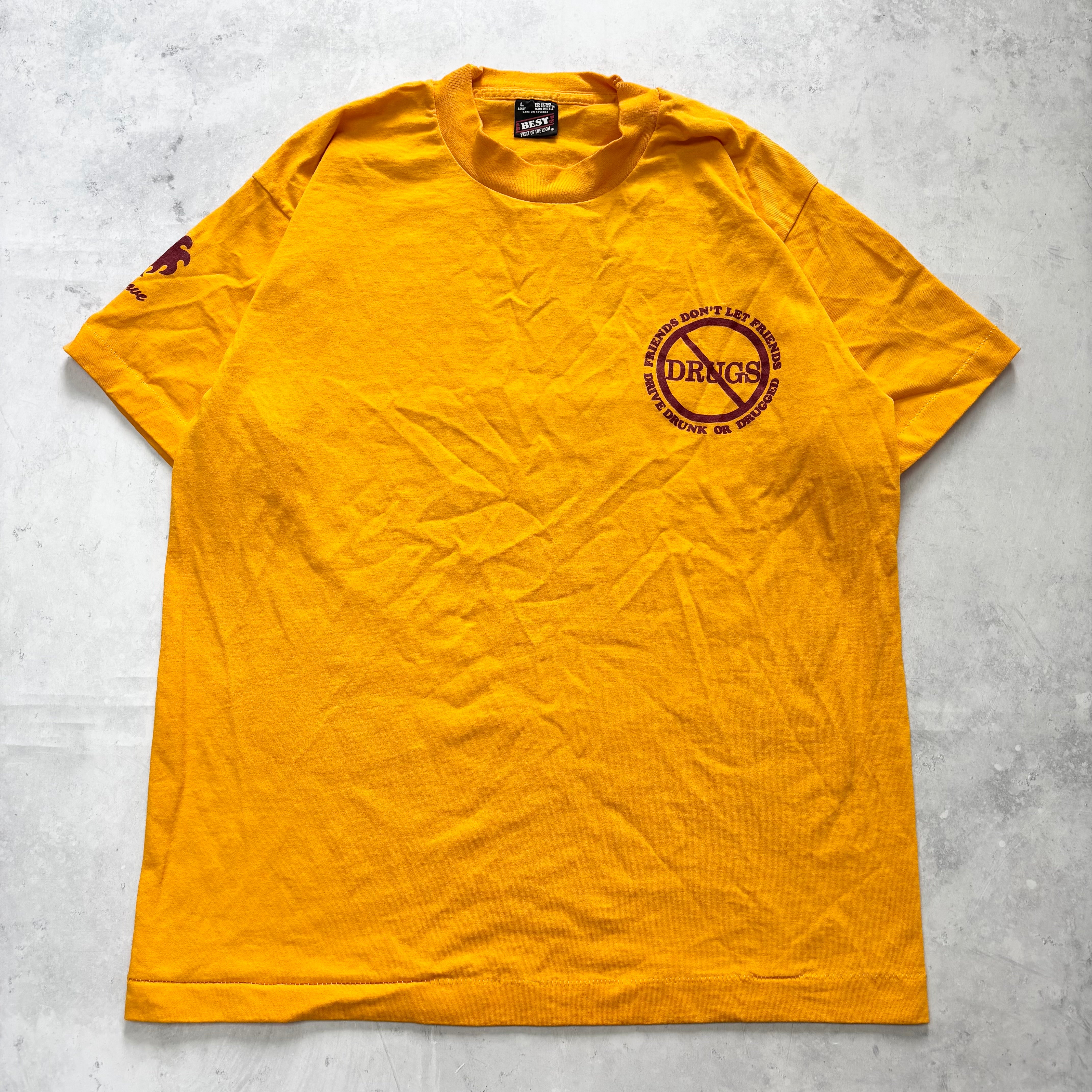 Vintage T Shirt Mens Large Yellow Single Stitch Graphic Print 90s USA (E)