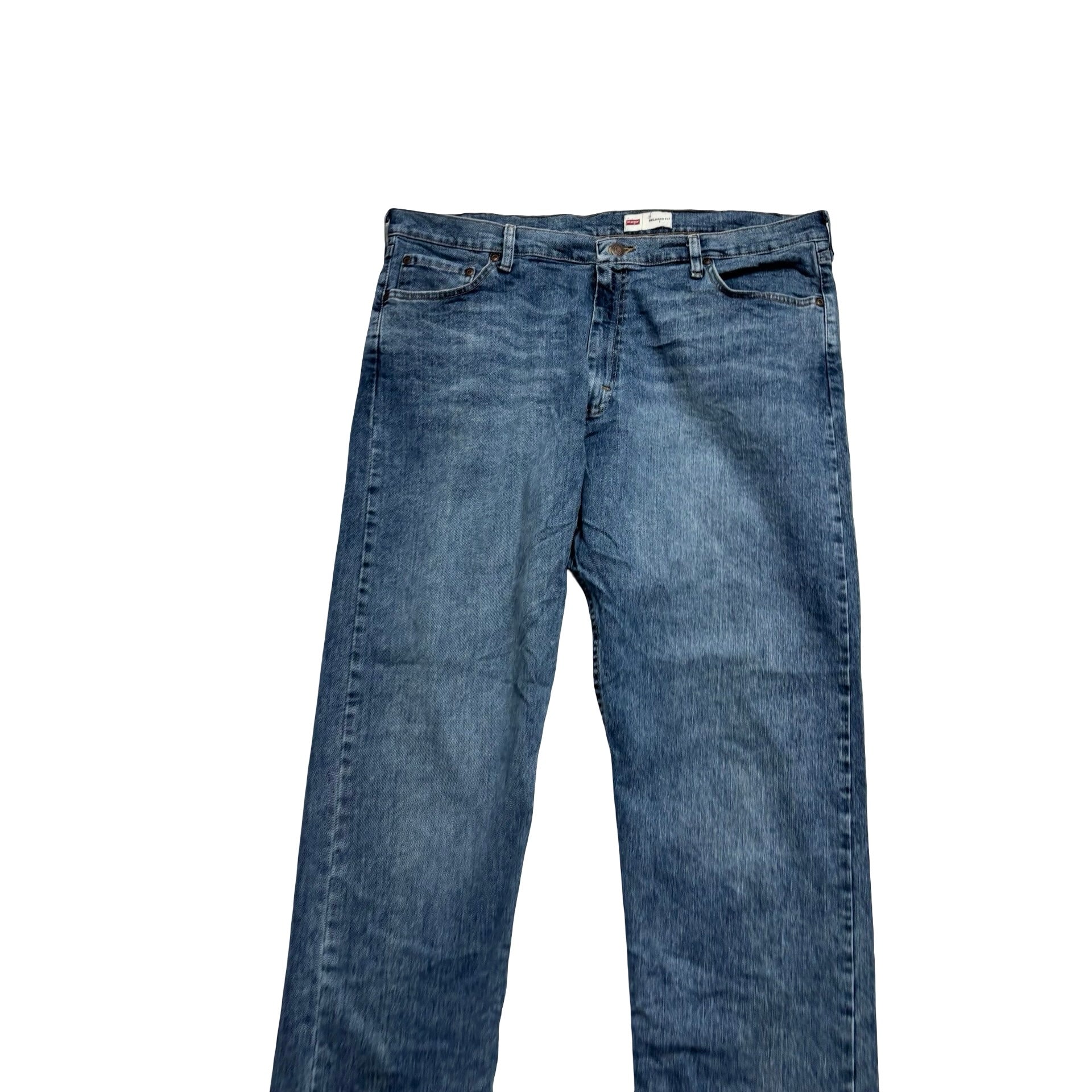 Wrangler Jeans W40 L30 Mens Mid Blue Relaxed Straight Fit Stretch Denim (E)
