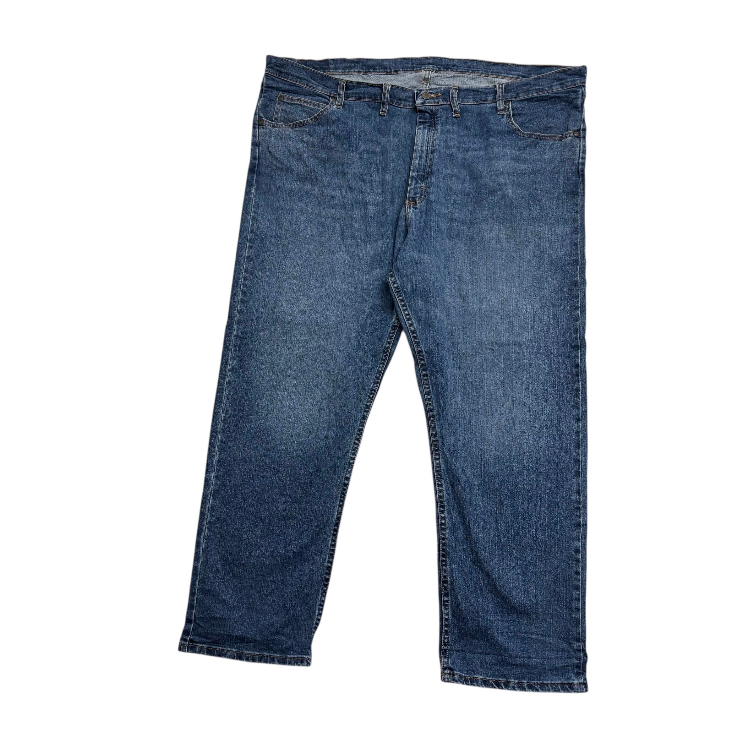 Wrangler Jeans W46 L30 Mens Mid Blue Relaxed Straight Fit Stretch Denim (E)