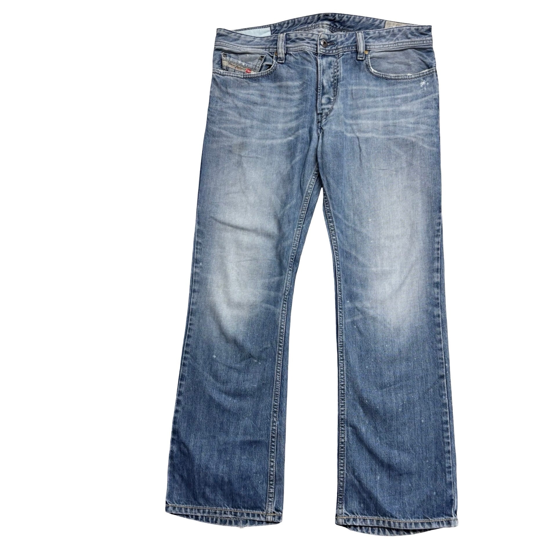 Diesel Bootcut Jeans W32 L28 Mens Mid Blue Slim Fit New Fanker Denim