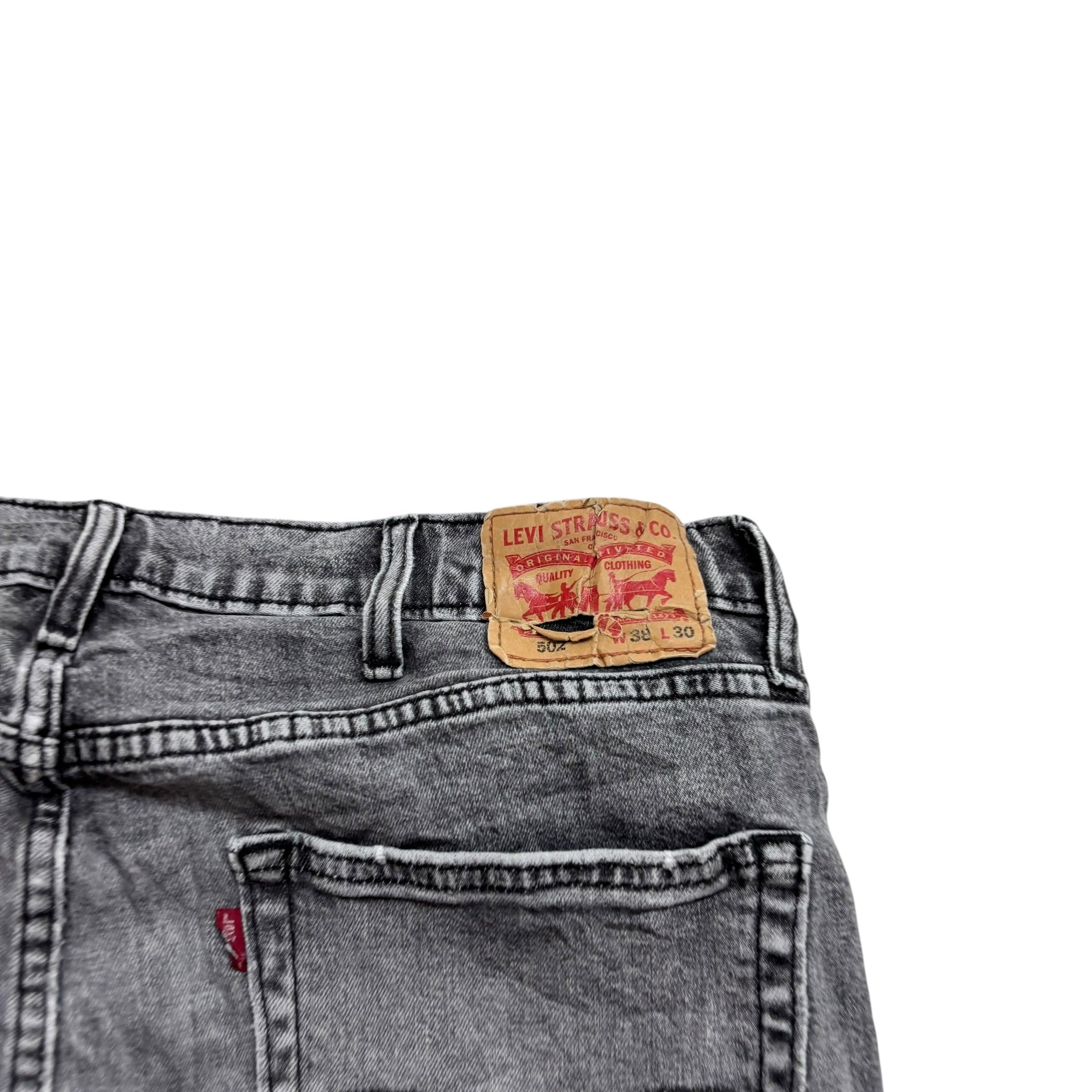 Levis 502 Jeans W38 L30 Mens Grey Regular Tapered Fit Stretch Denim