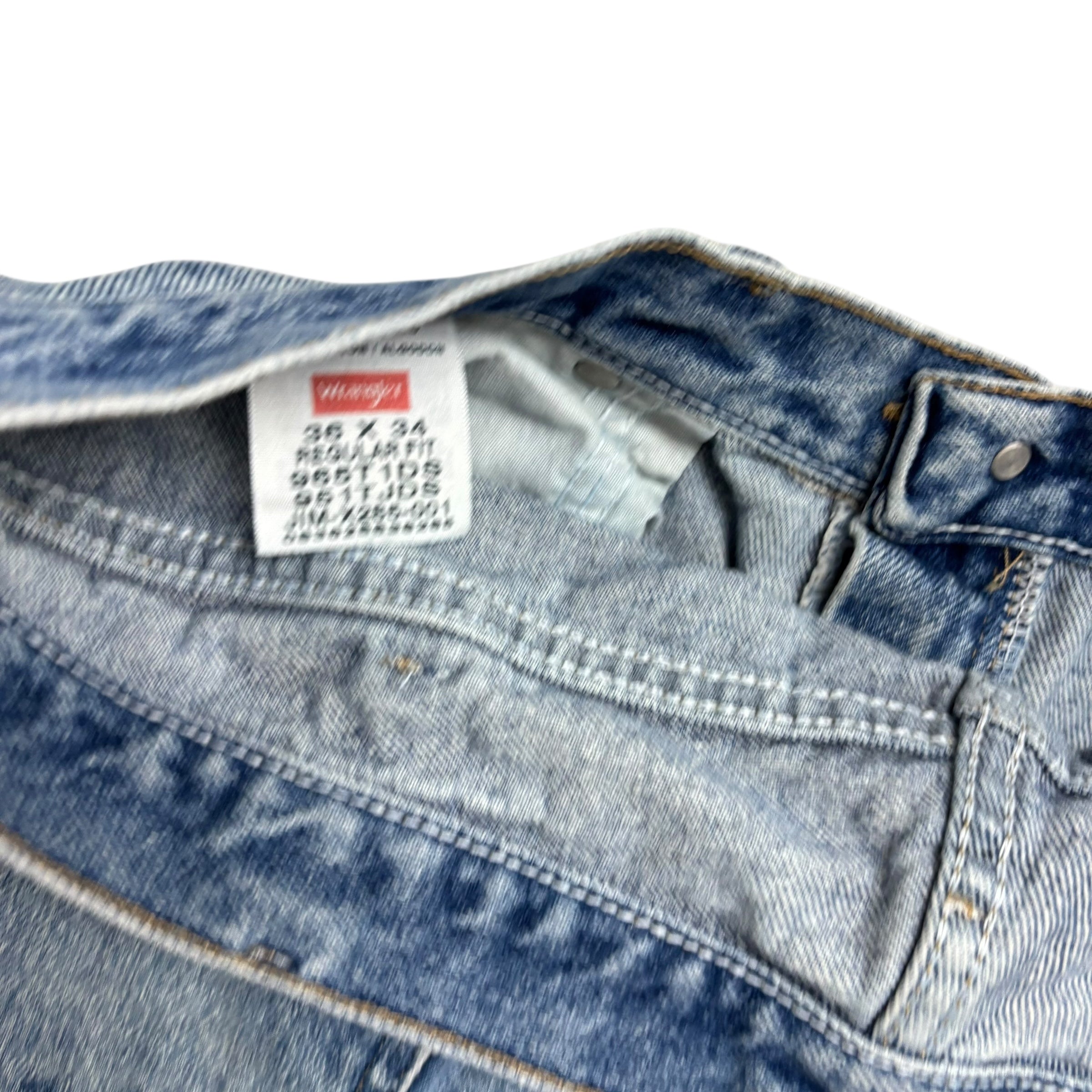 Wrangler Jeans W34 L34 Mens Mid Blue Regular Straight Fit Denim (F)