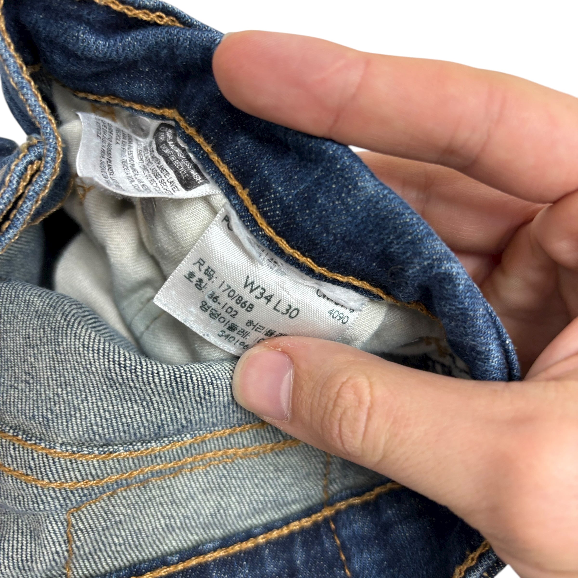 Levis 513 Jeans W33 L29 Mens Dark Blue Slim Straight Fit Stretch Denim (F)