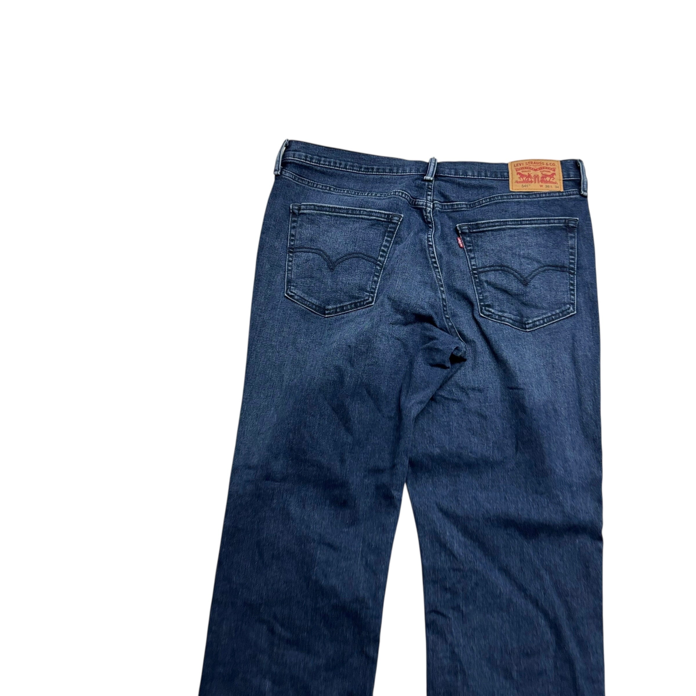 Levis 541 Jeans W36 L34 Mens Navy Blue Athletic Tapered Fit Stretch Denim (E)