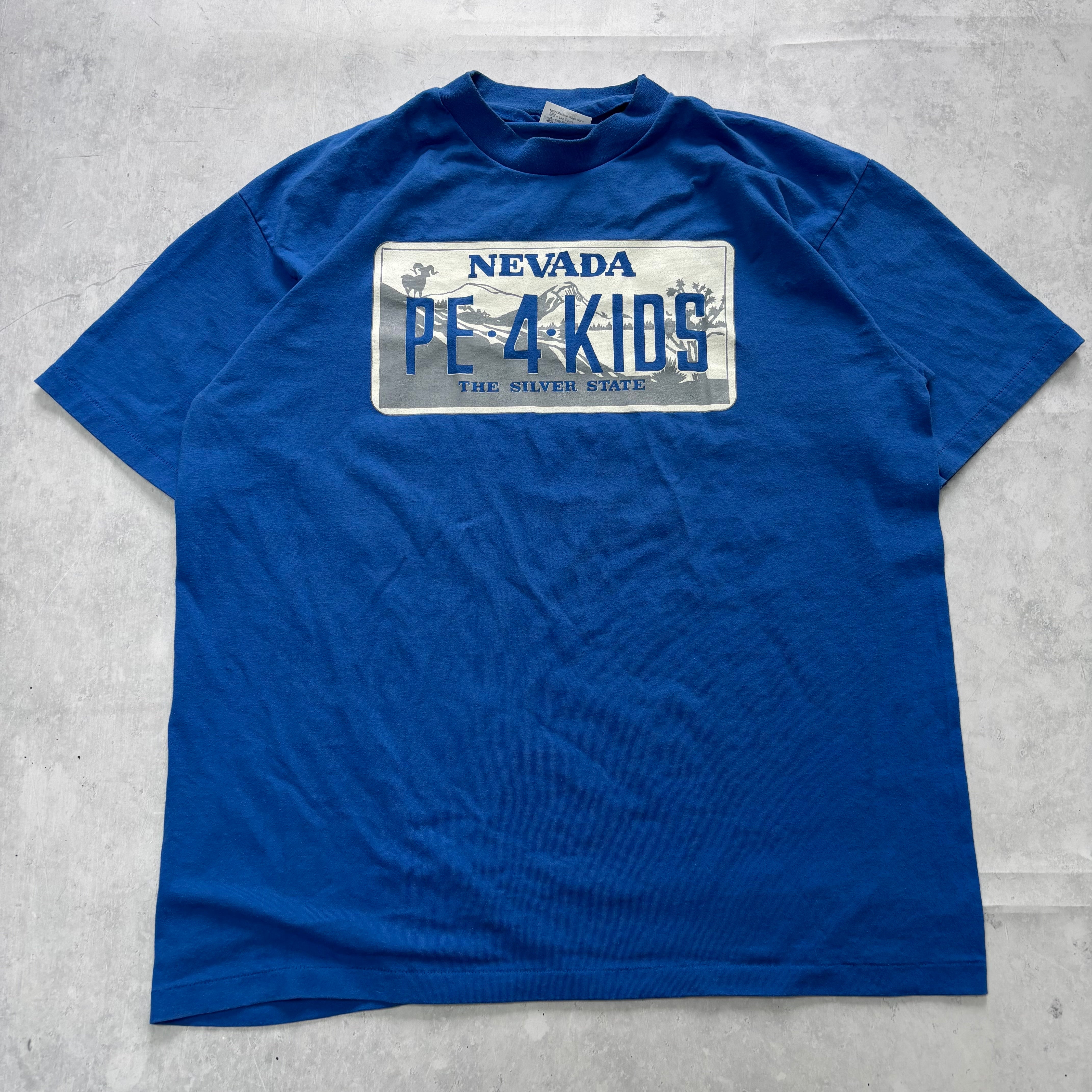 Vintage T Shirt Mens Large Blue Single Stitch Graphic Print 90s USA Tourist (E)