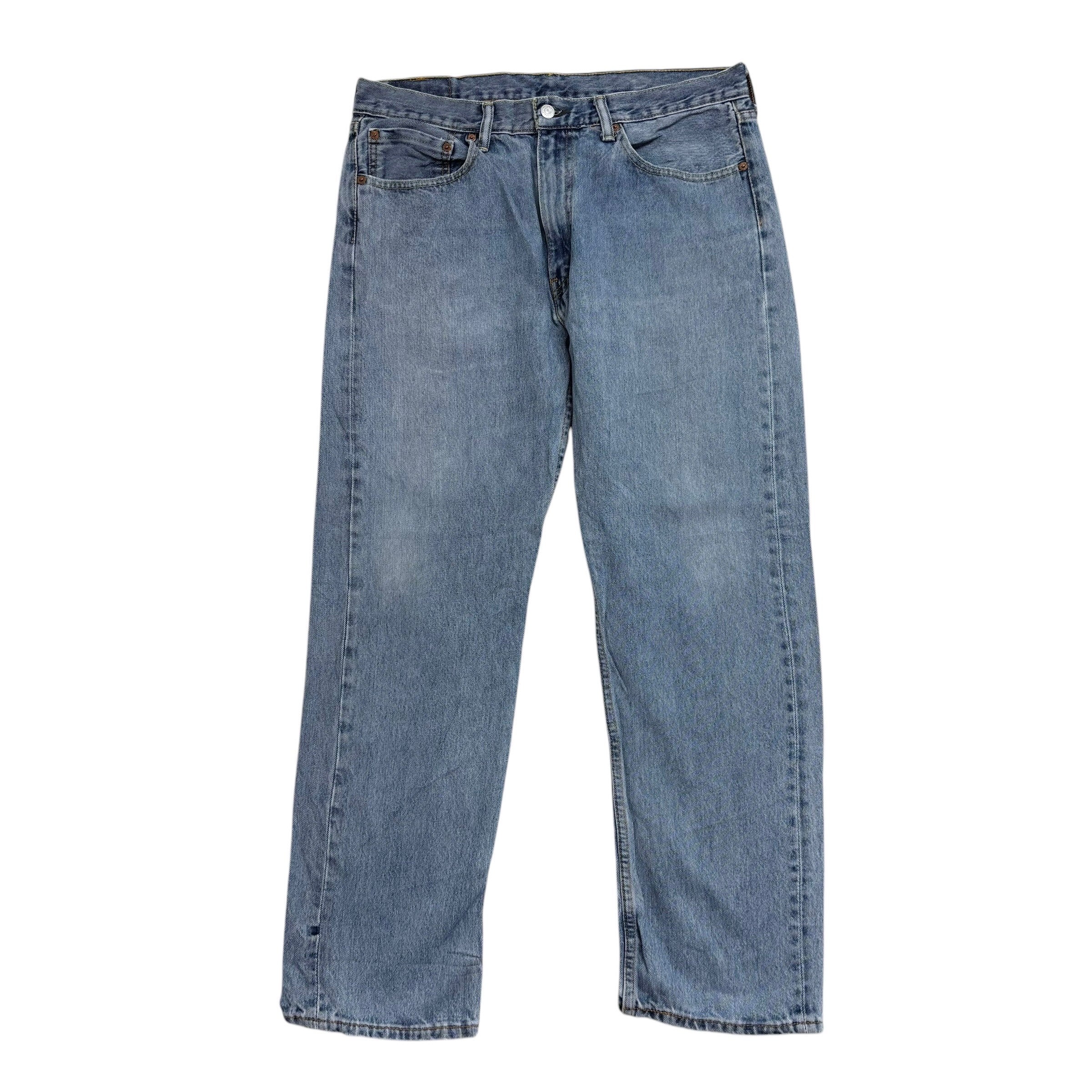 Levis 505 Jeans W36 L30 Mens Light Blue Regular Straight Fit Denim (F)