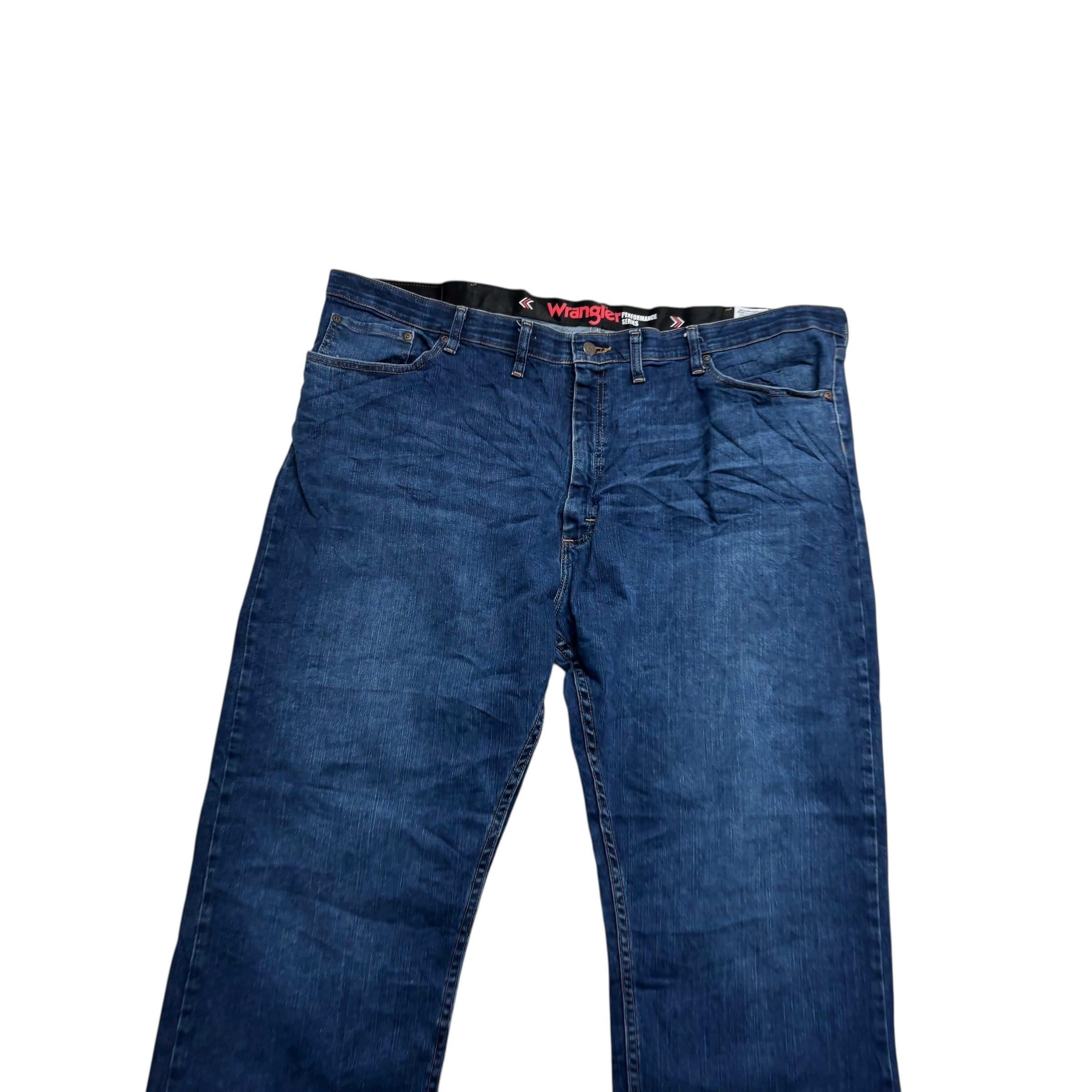 Wrangler Jeans W46 L30 Mens Dark Blue Regular Straight Fit Stretch Denim (E)