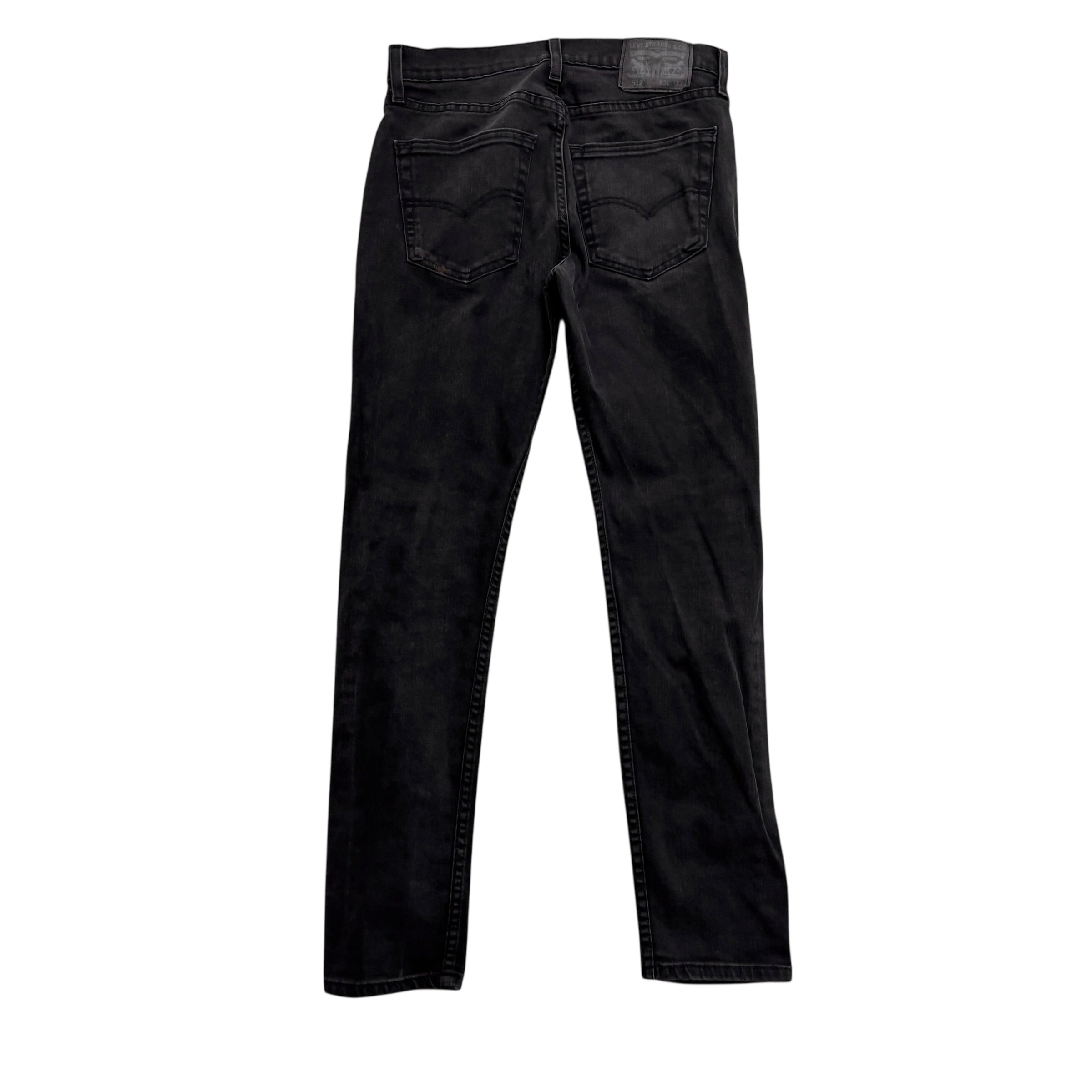 Levis 512 Jeans W30 L31 Mens Black Slim Tapered Fit Stretch Denim (F)