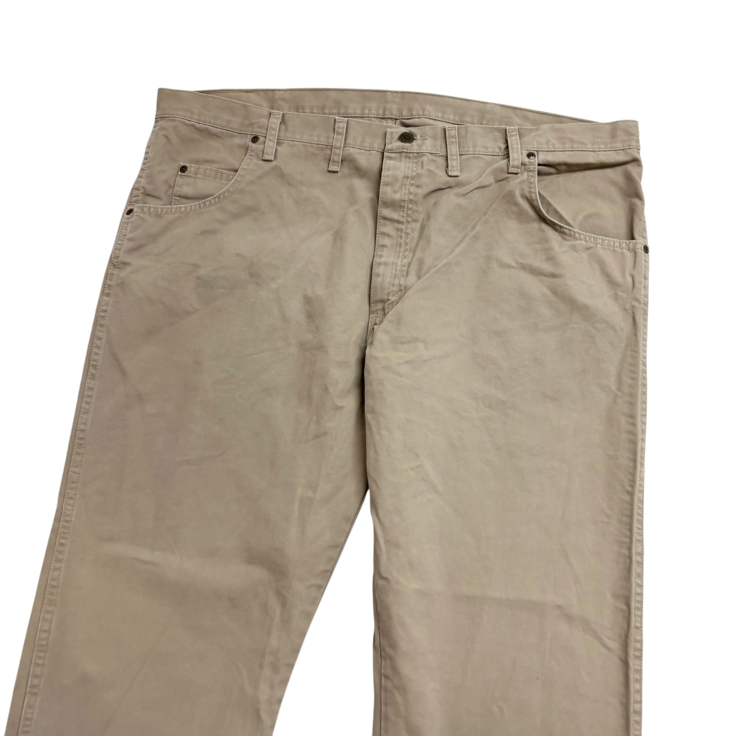 Wrangler Trousers W44 L30 Mens Beige Regular Straight Fit Cotton Pants