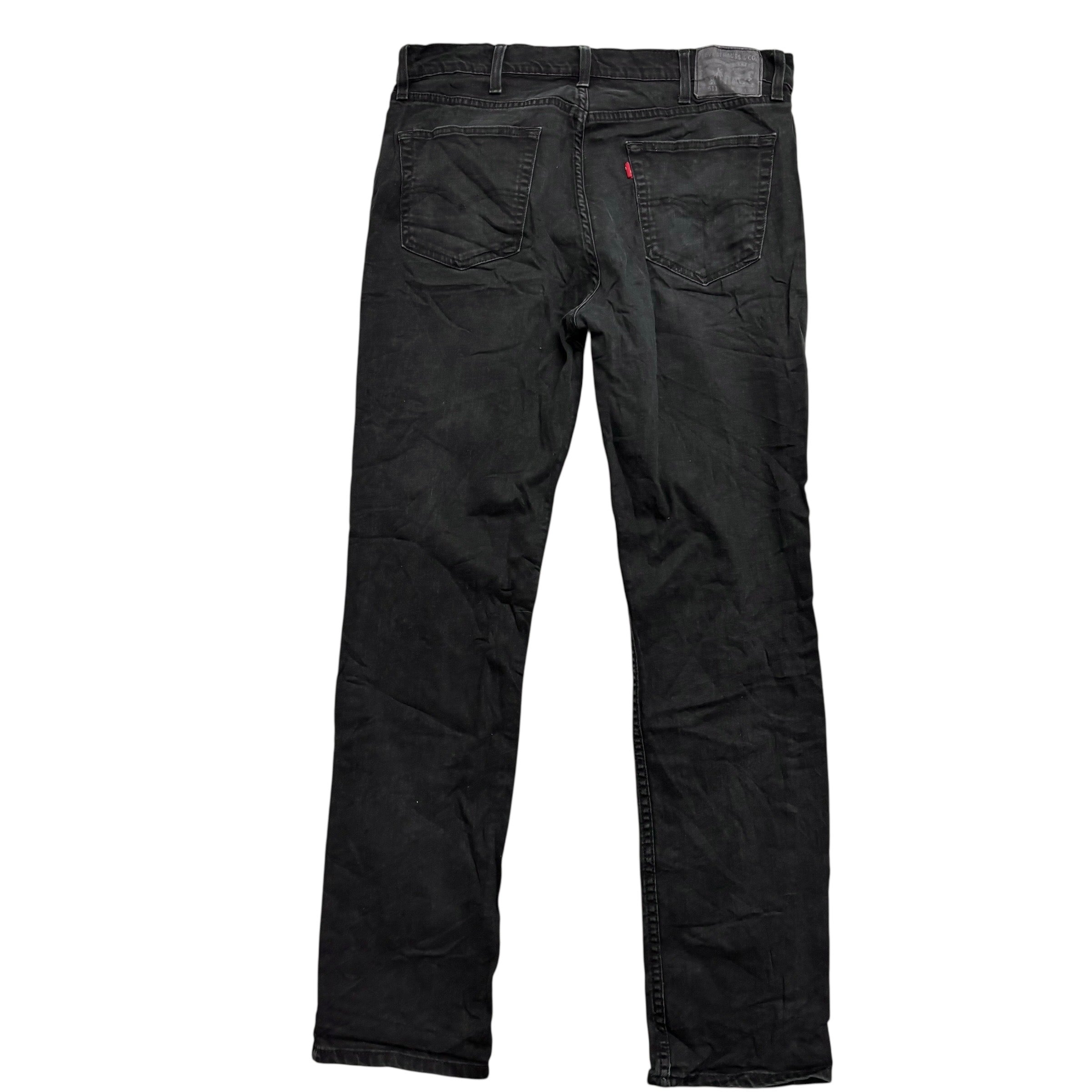 Levis 511 Jeans W38 L34 Mens Black Slim Fit Stretch Denim