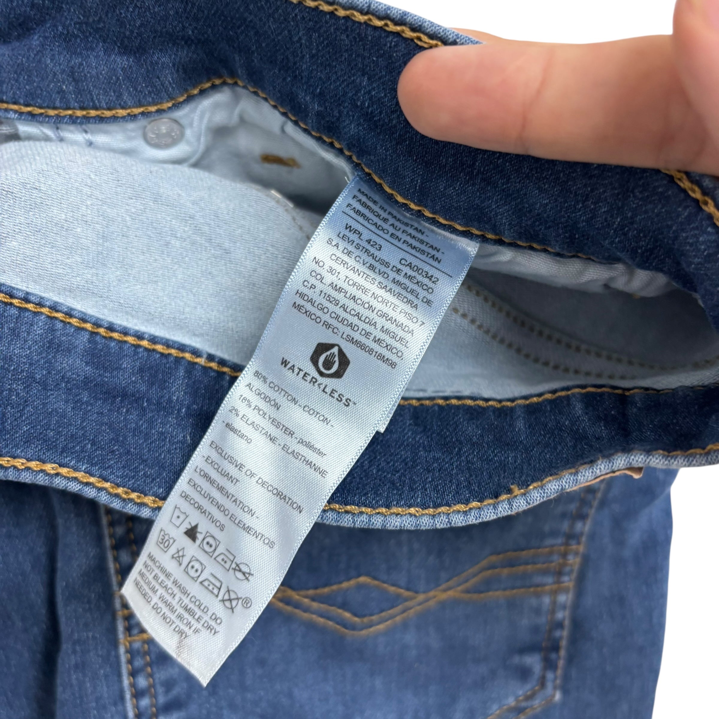 Levis Denizen Jeans W34 L26 Mens Mid Blue Slim Fit Stretch Denim (E)