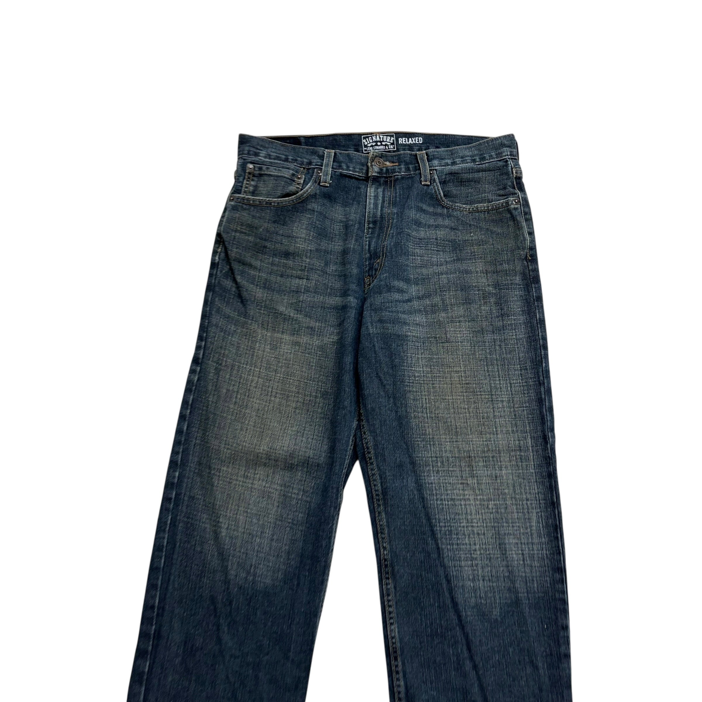 Levis Signature Jeans W34 L30 Mens Dark Blue Relaxed Baggy Fit Vintage (E)