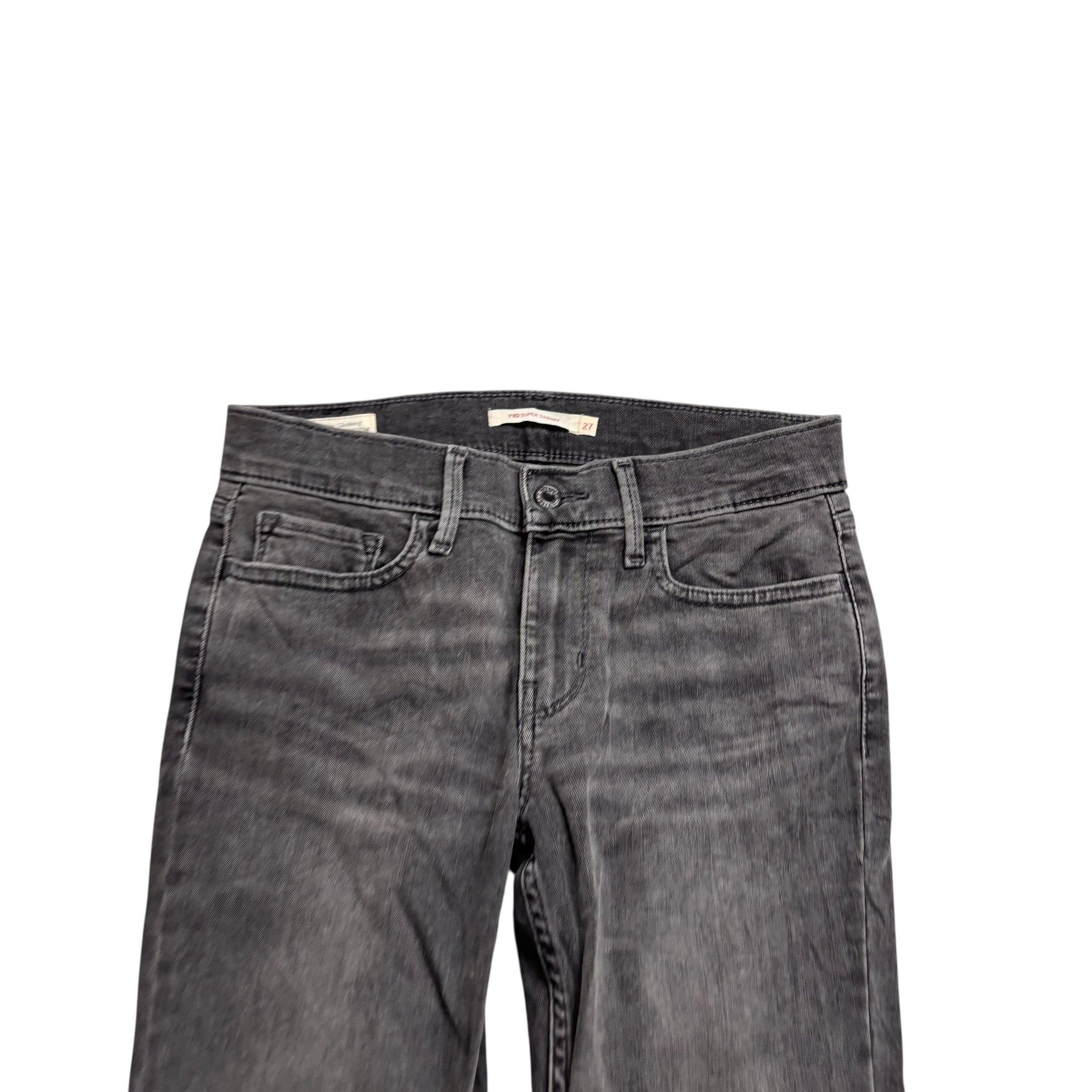 Levis 710 Jeans W27 L28 Womens Super Skinny Fit Grey Stretch Denim