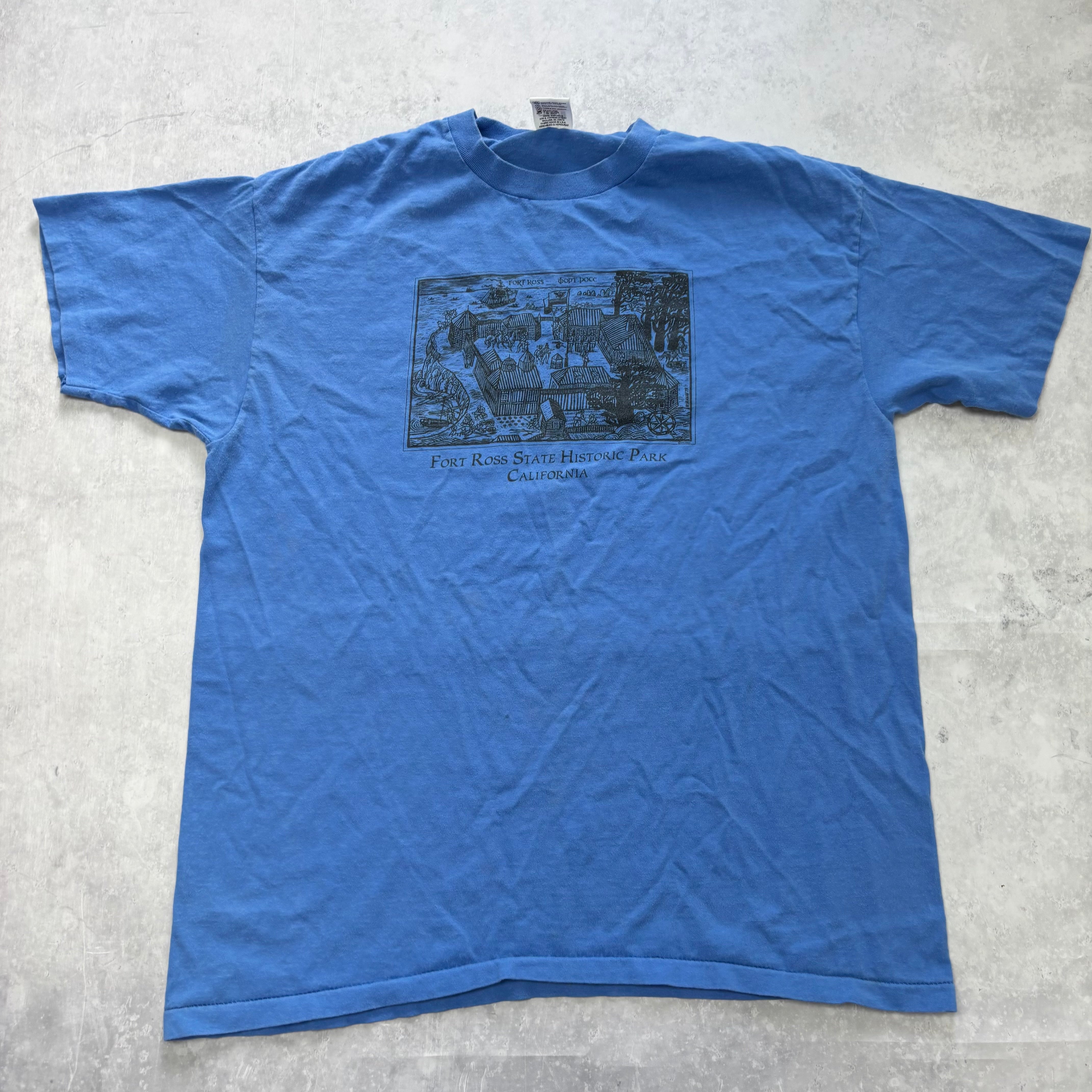 Vintage T Shirt Mens XL Blue Single Stitch Graphic Print 90s USA