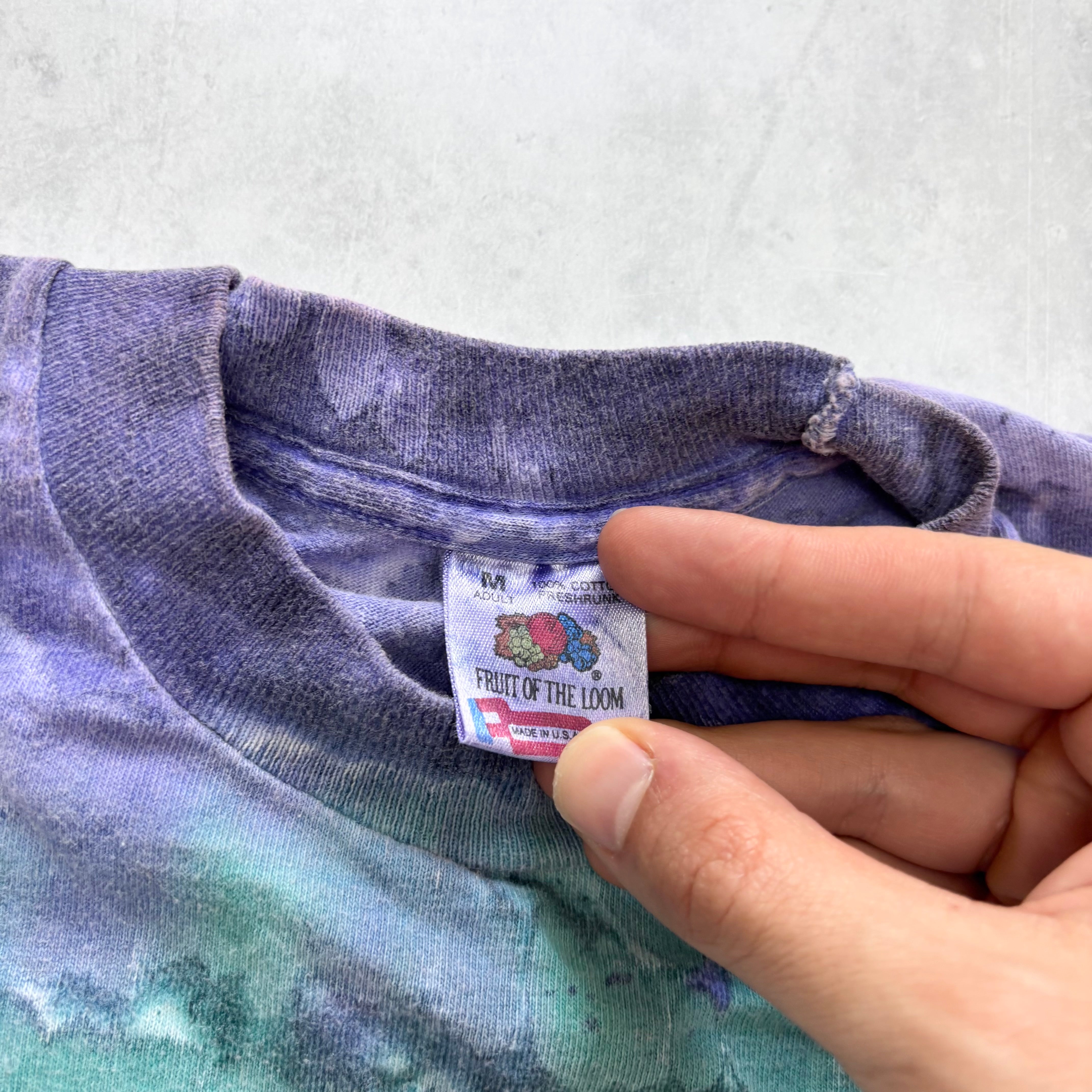 Vintage T Shirt Mens Medium Purple Tie Die Single Stitch Graphic Print 90s USA