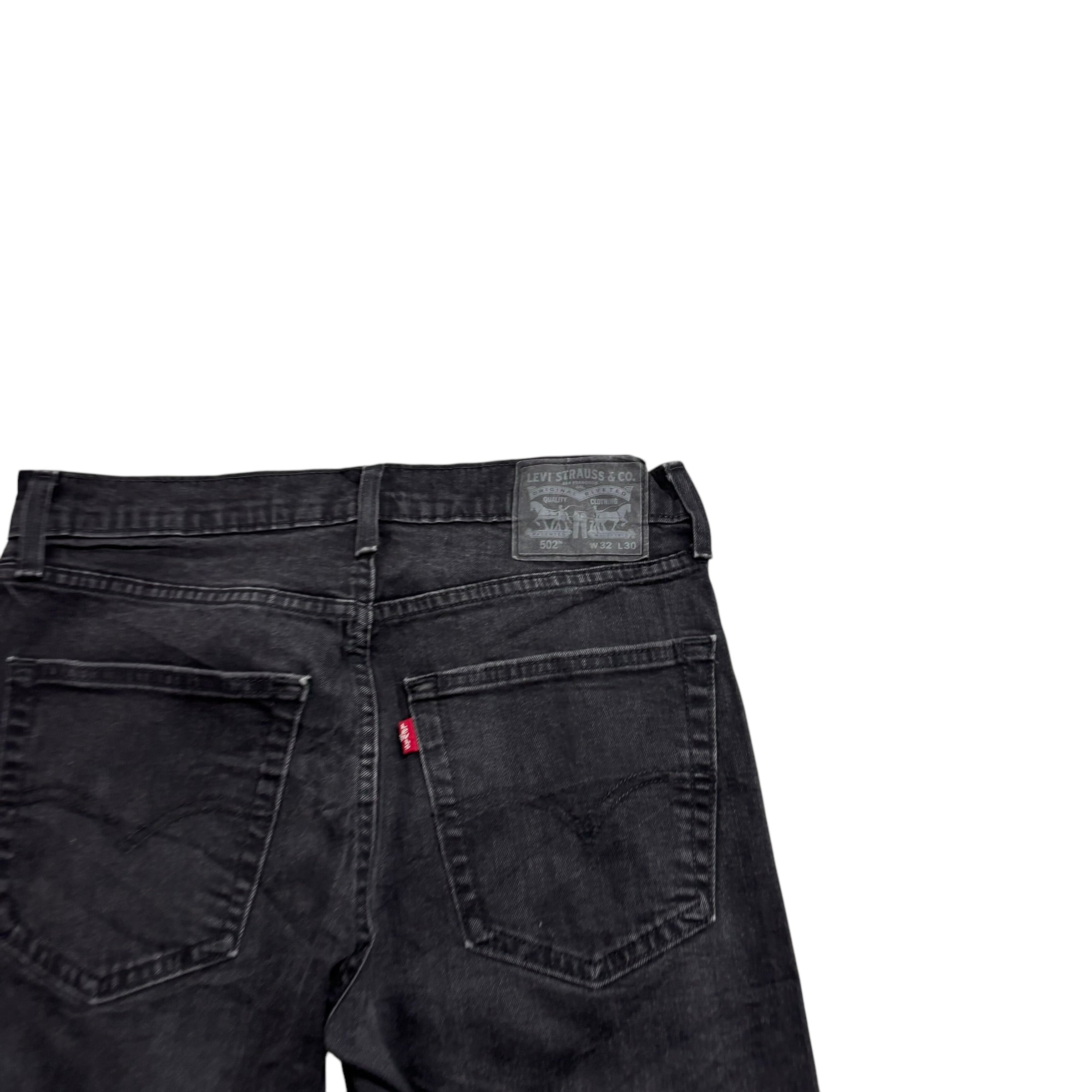 Levis 502 Jeans W32 L25 Mens Black Regular Tapered Fit Stretch Denim (F)