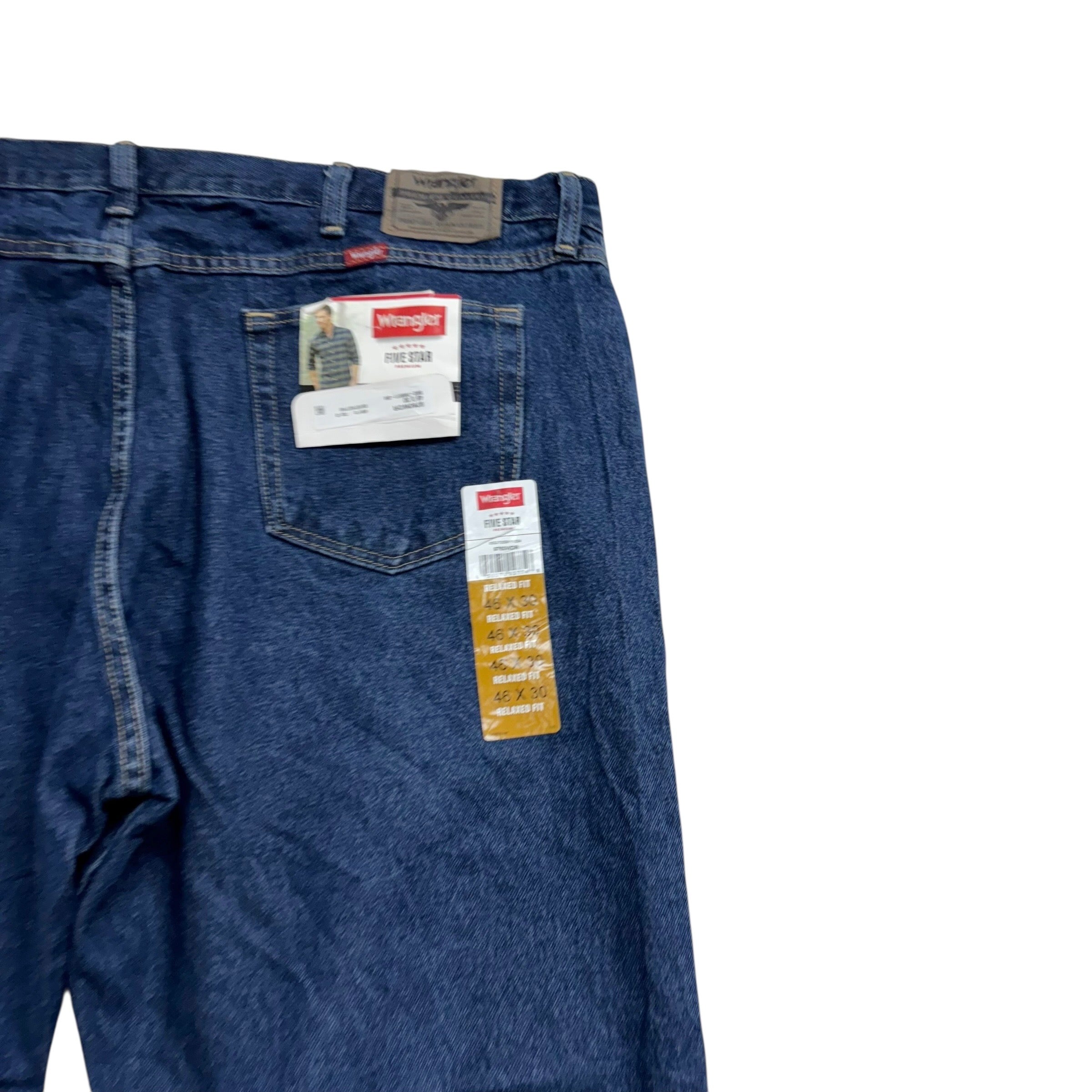 Wrangler Jeans W46 L30 Mens Dark Blue Relaxed Straight Fit Baggy Denim (E)