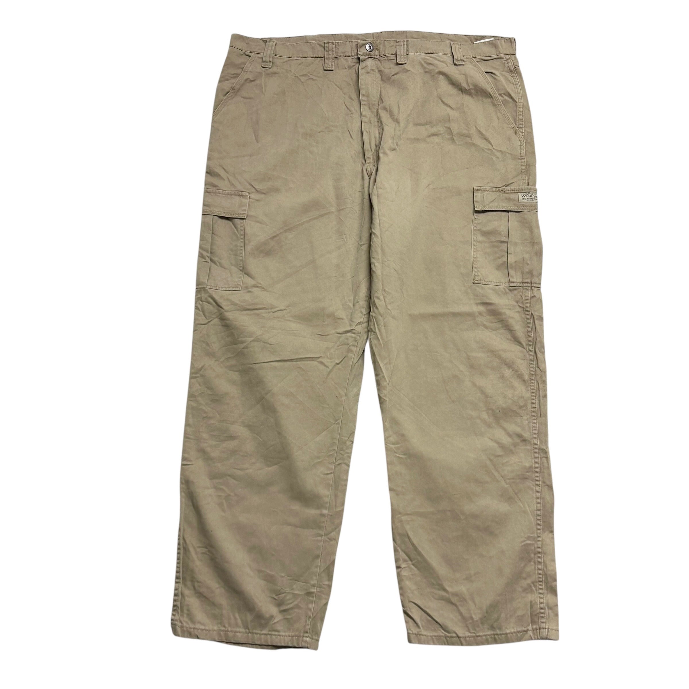 Wrangler Cargo Pants W46 L30 Mens Beige Baggy Relaxed Straight Fit (E)