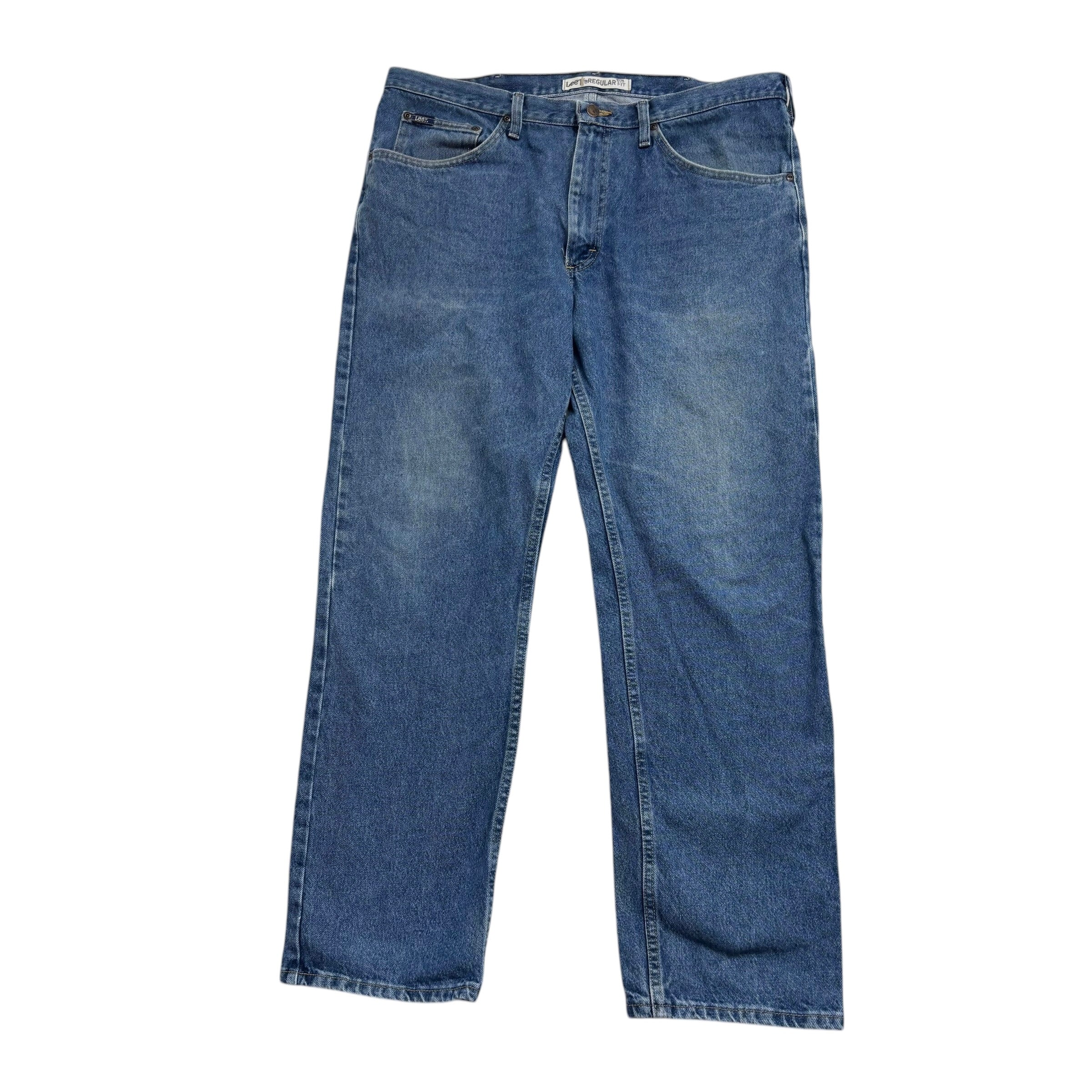 Lee Jeans W38 L32 Mens Mid Blue Regular Straight Fit Vintage Denim