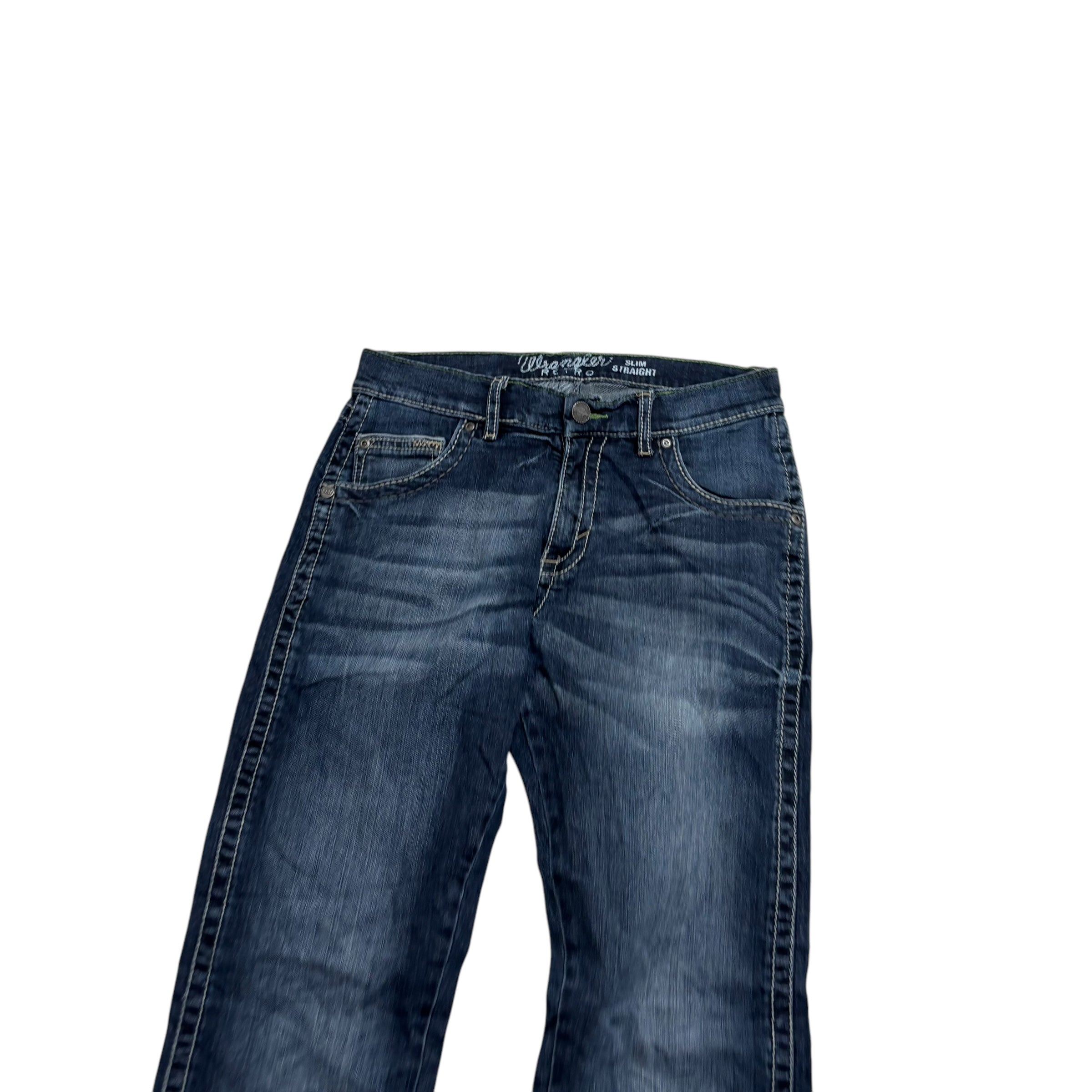 Wrangler Jeans W30 L32 Mens Dark Blue Regular Straight Fit Stretch Denim (E)