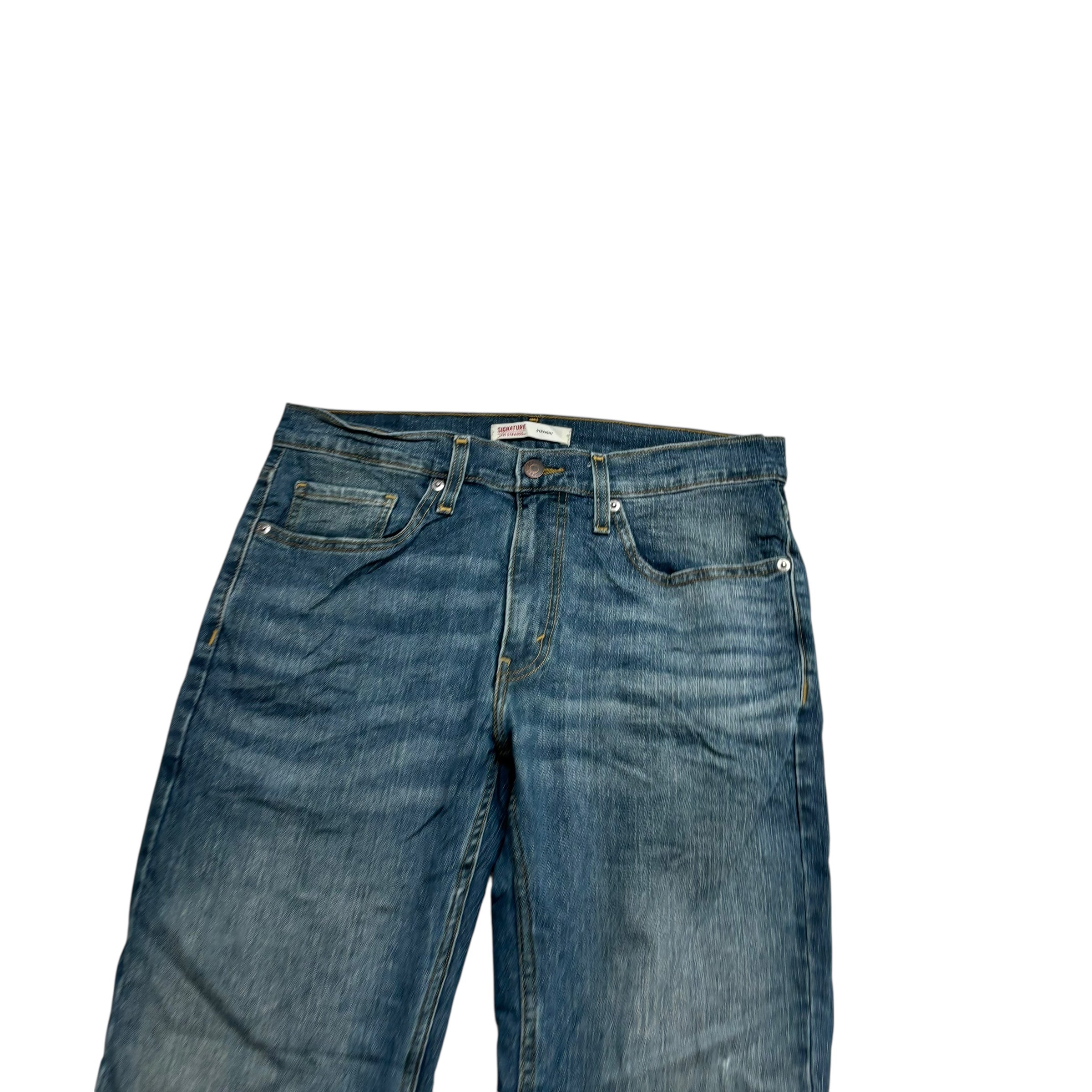 Levis Signature Jeans W32 L32 Mens Blue Regular Straight Stretch Denim