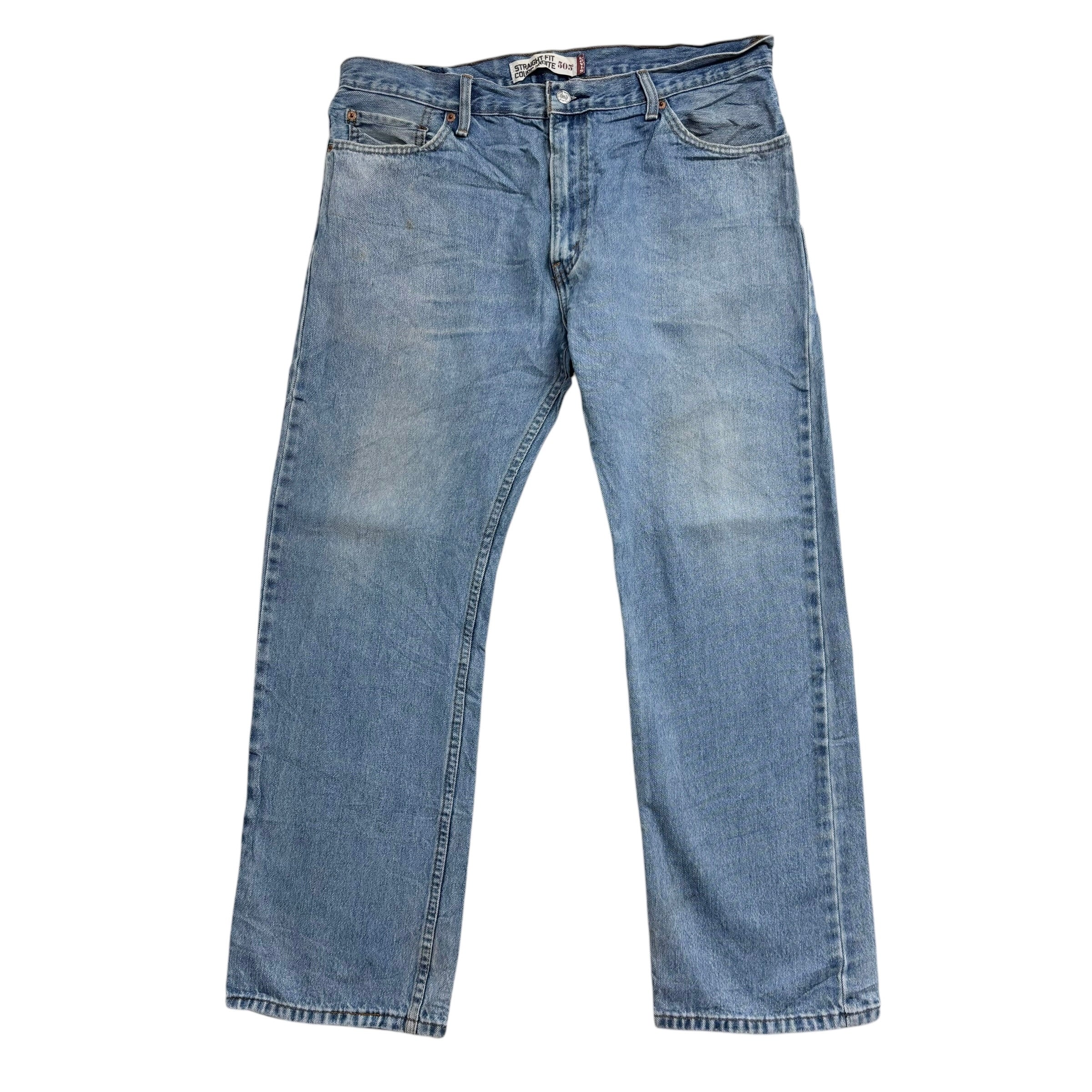 Levis 505 Jeans W36 L30 Mens Light Blue Regular Straight Fit Vintage Denim