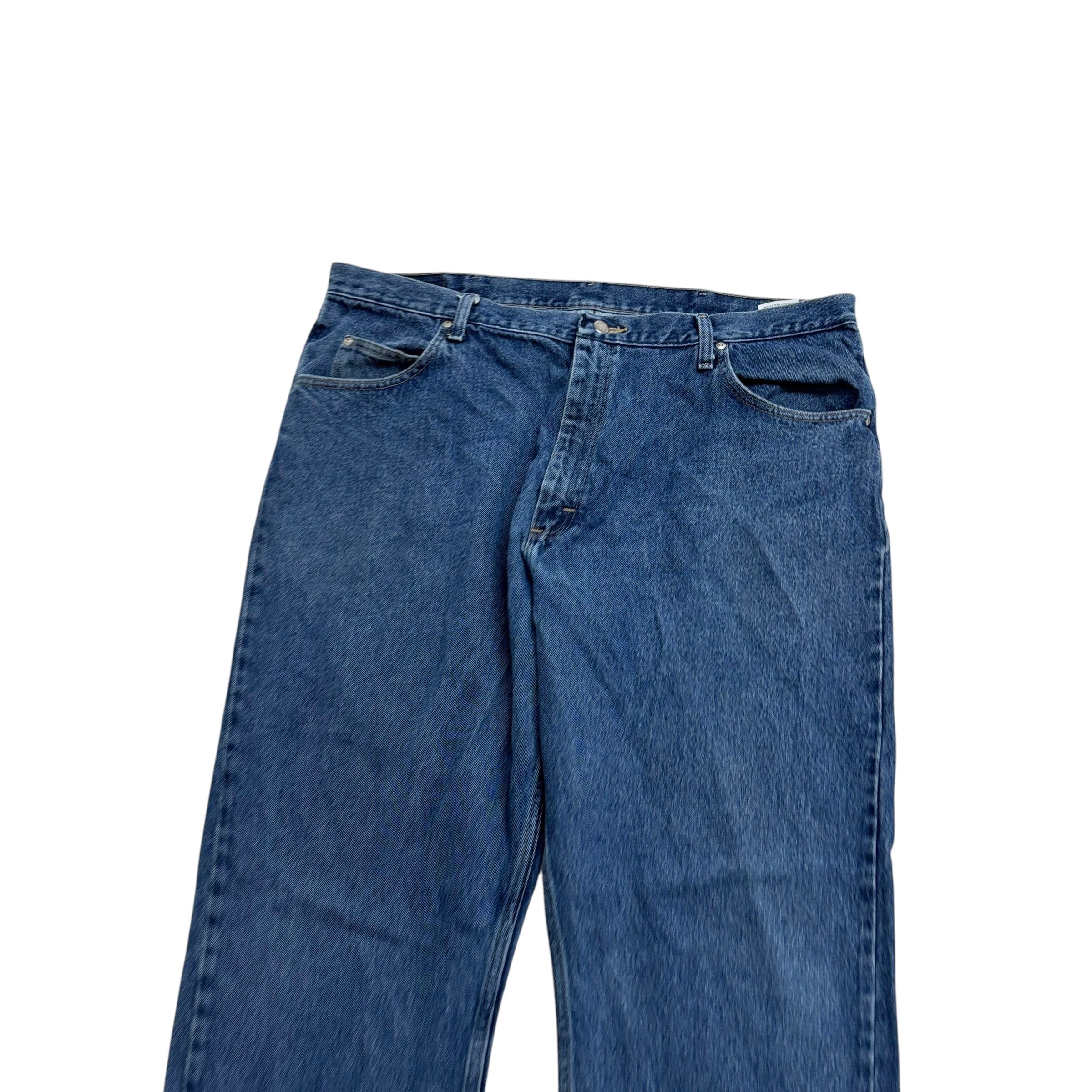 Wrangler Jeans W42 L30 Mens Mid Blue Relaxed Straight Fit Baggy Denim (E)
