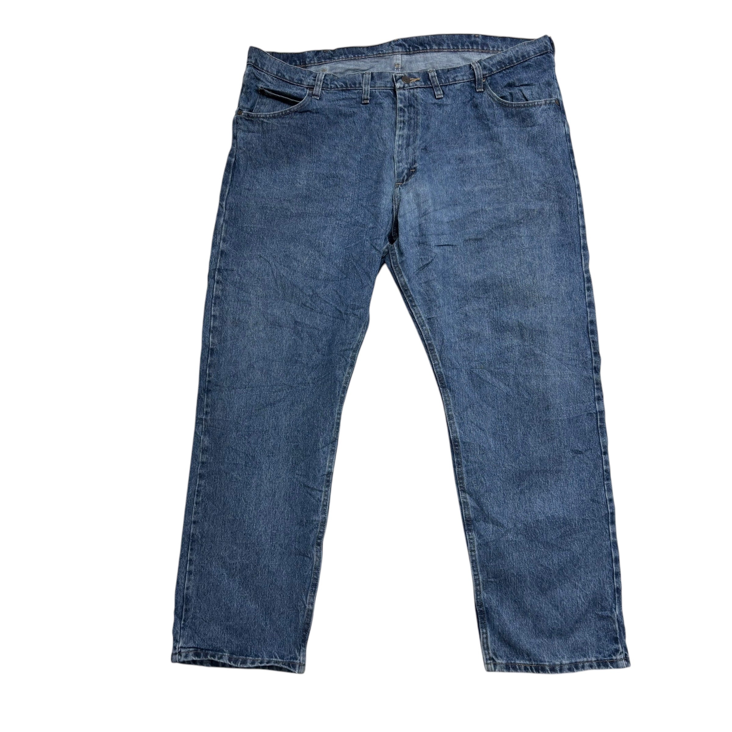 Wrangler Jeans W46 L32 Mens Mid Blue Relaxed Straight Fit Denim (E)