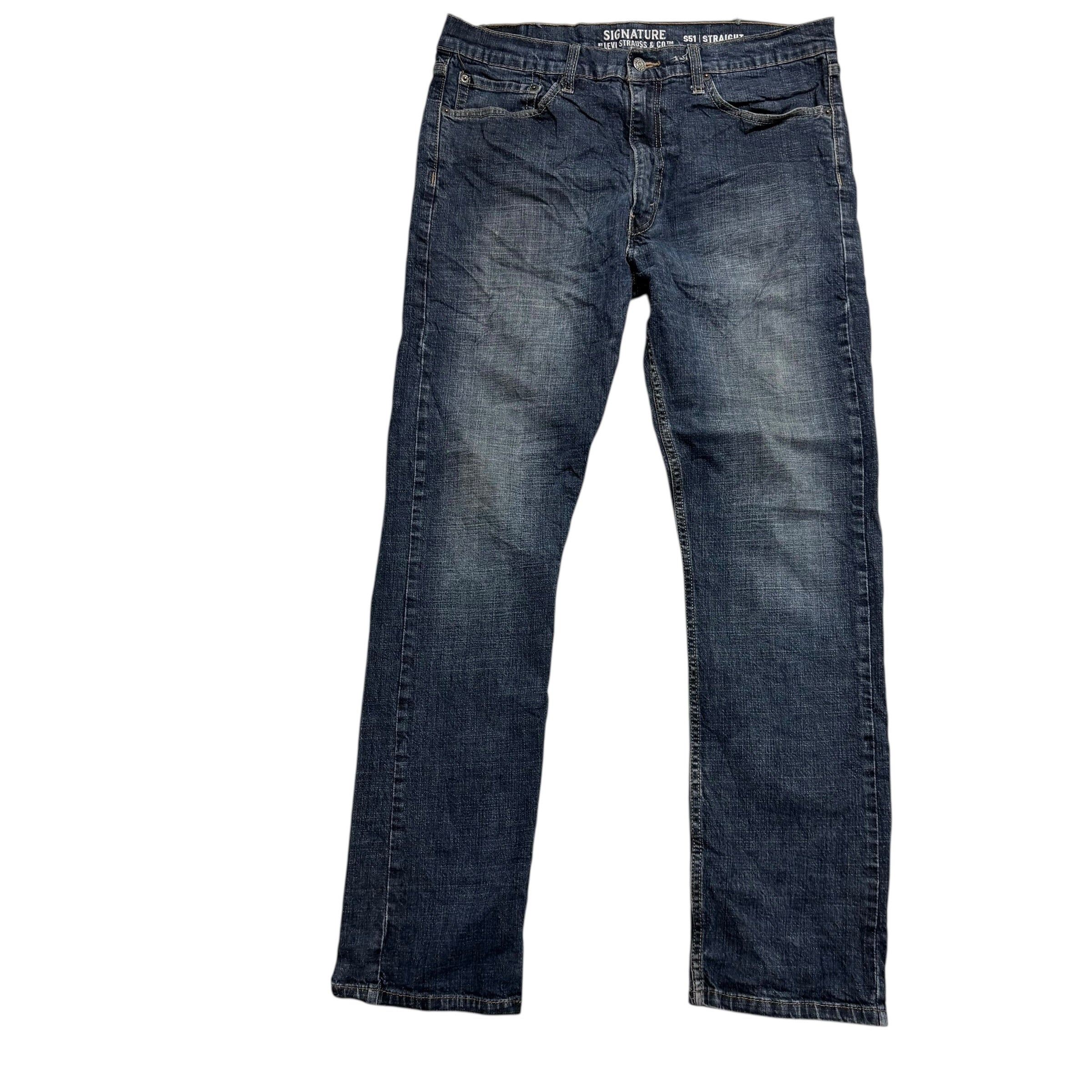 Levis Signature Jeans W36 L32 Mens Dark Blue Regular Straight Fit Stretch (F)