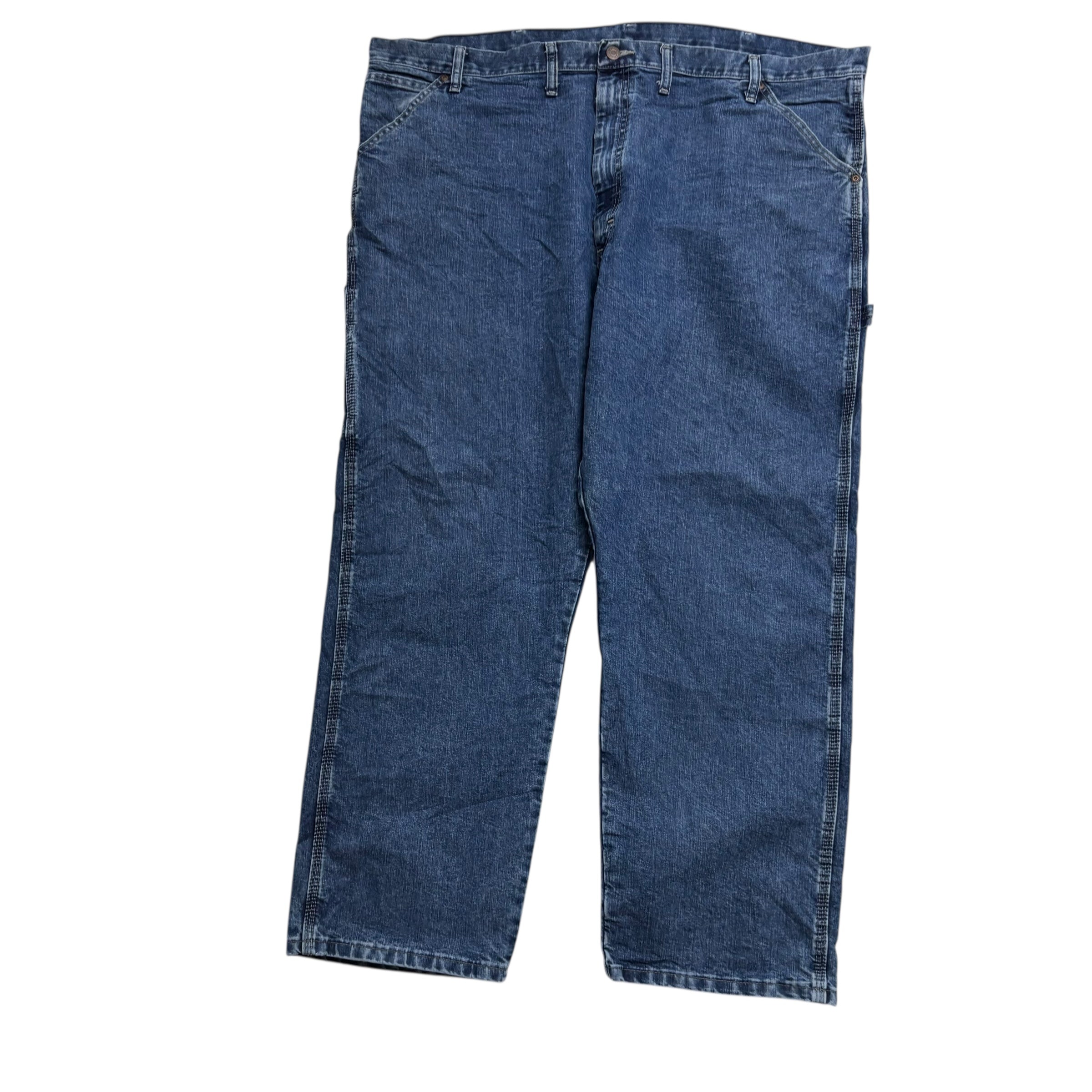 Wrangler Carpenter Jeans W46 L30 Mens Mid Blue Relaxed Straight Fit Denim (E)