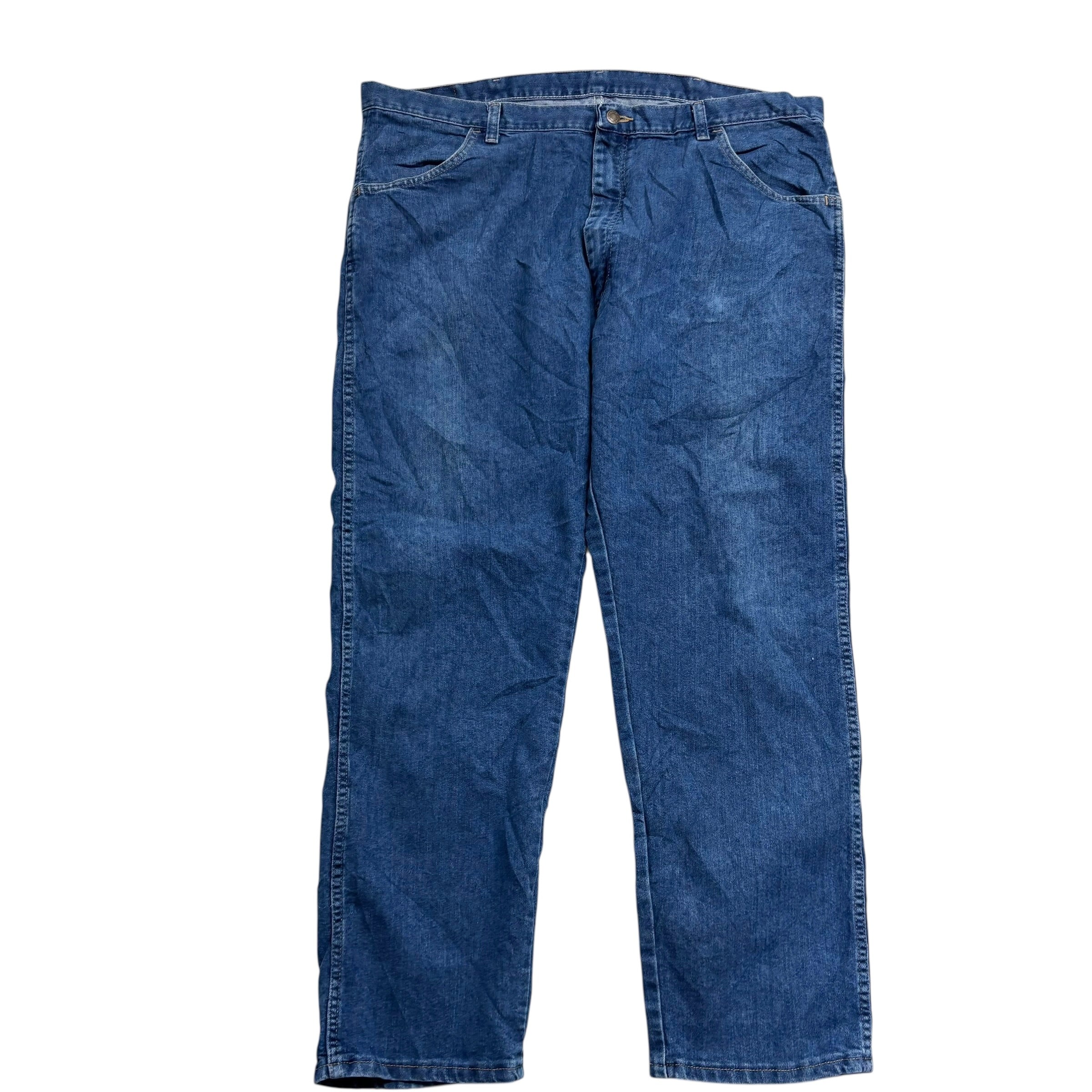 Wrangler Jeans W42 L30 Mens Mid Blue Regular Straight Fit Denim (E)