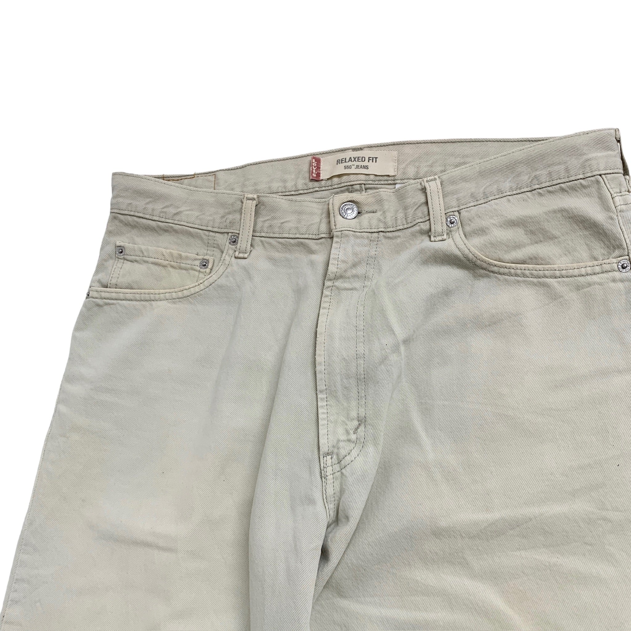 Levis 550 Jeans W36 L29 Mens Cream Beige Baggy Relaxed Straight Vintage Denim