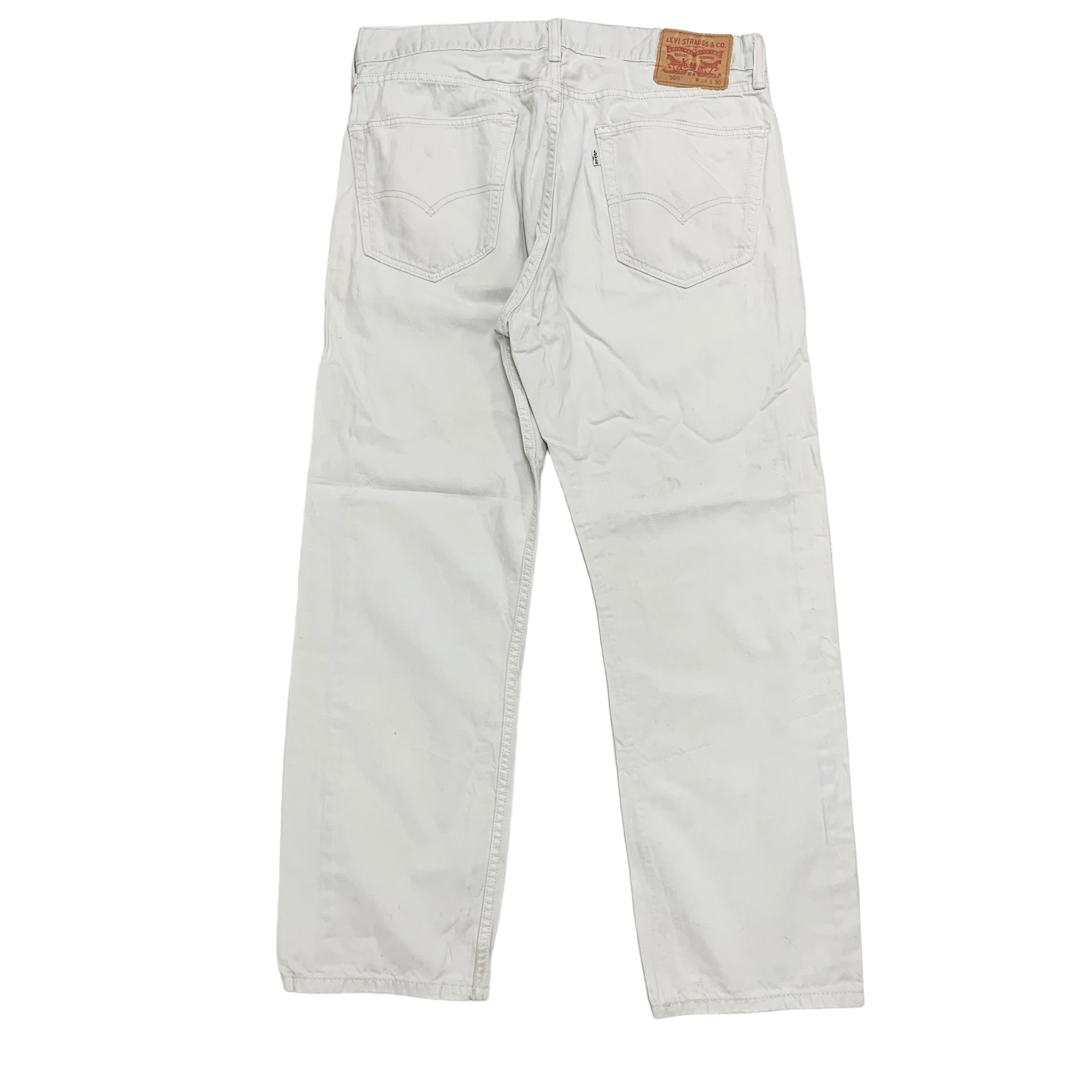 Levis 505 Trousers W36 L29 Mens White Regular Straight Fit Cotton