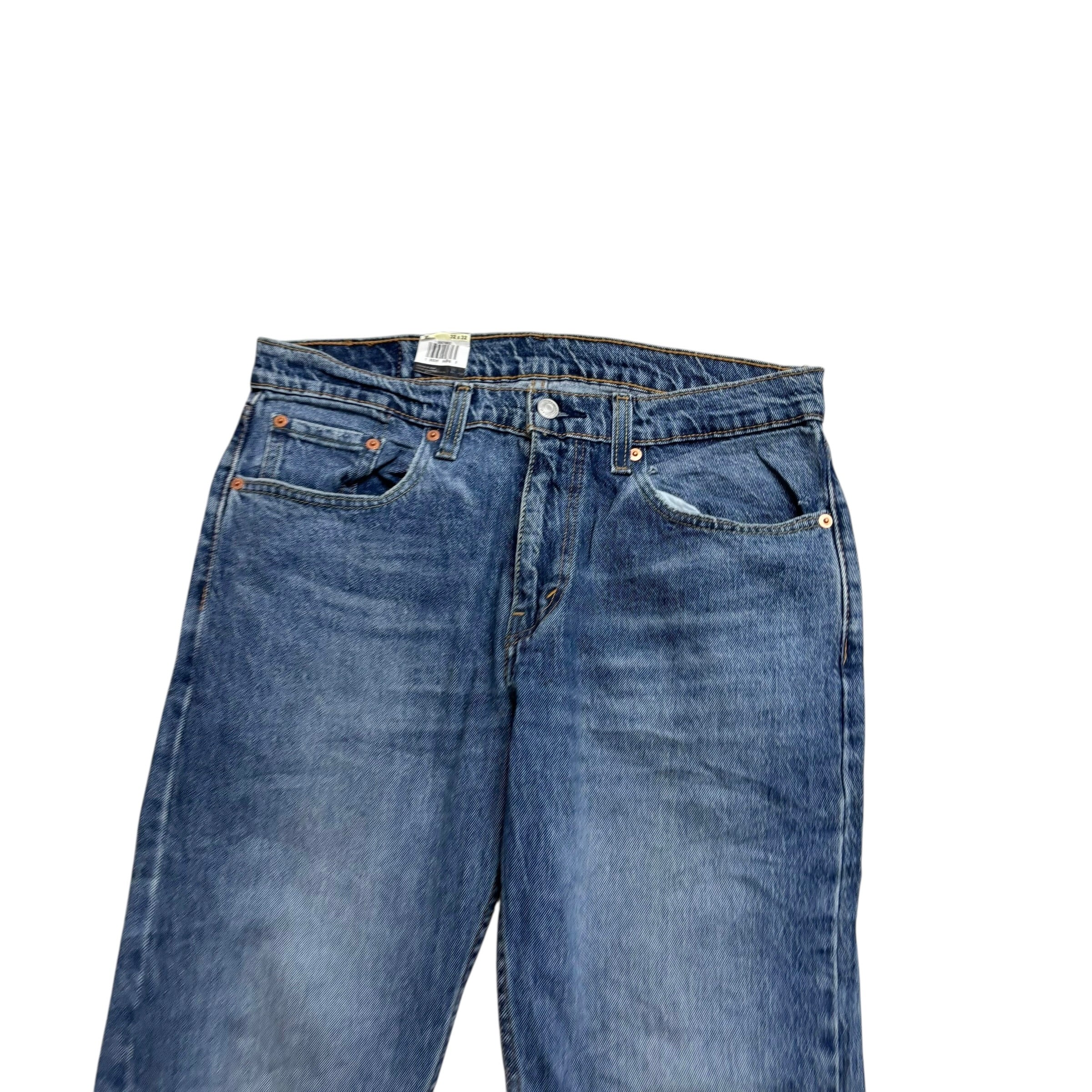 Levis 502 Jeans W32 L30 Mens Mid Blue Regular Tapered Fit Stretch Distressed (E)