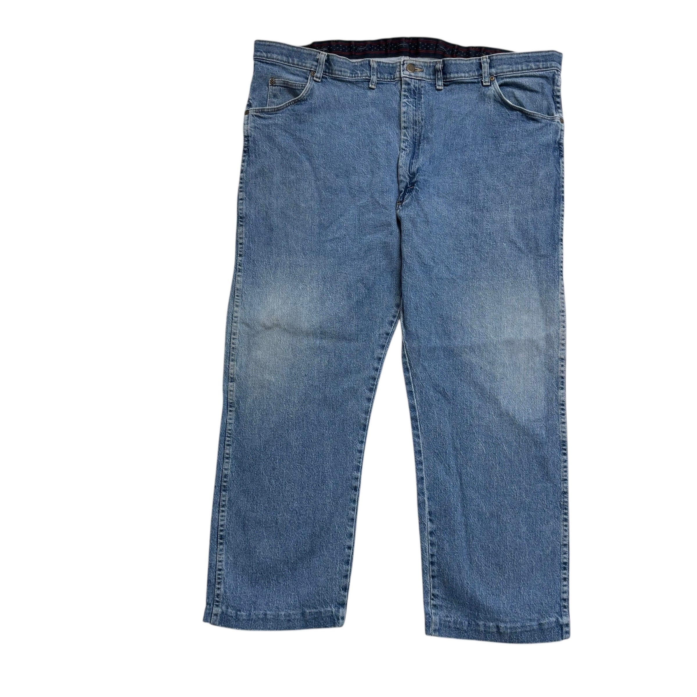 Wrangler Jeans W46 L27 Mens Mid Blue Regular Straight Fit Stretch Denim