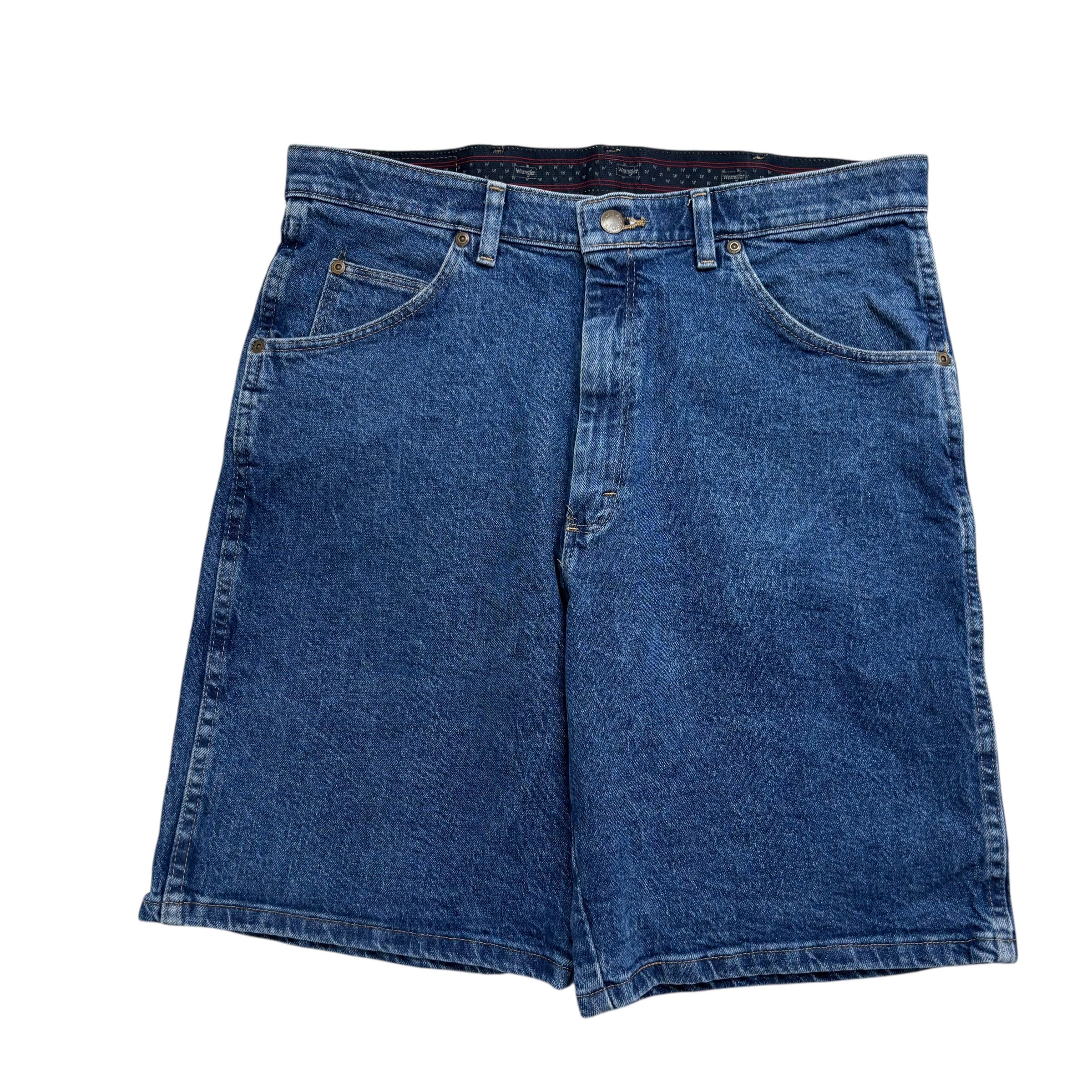 Wrangler Baggy Jorts W34 Mens Denim Shorts Mid Blue Relaxed Fit Stretch (E)