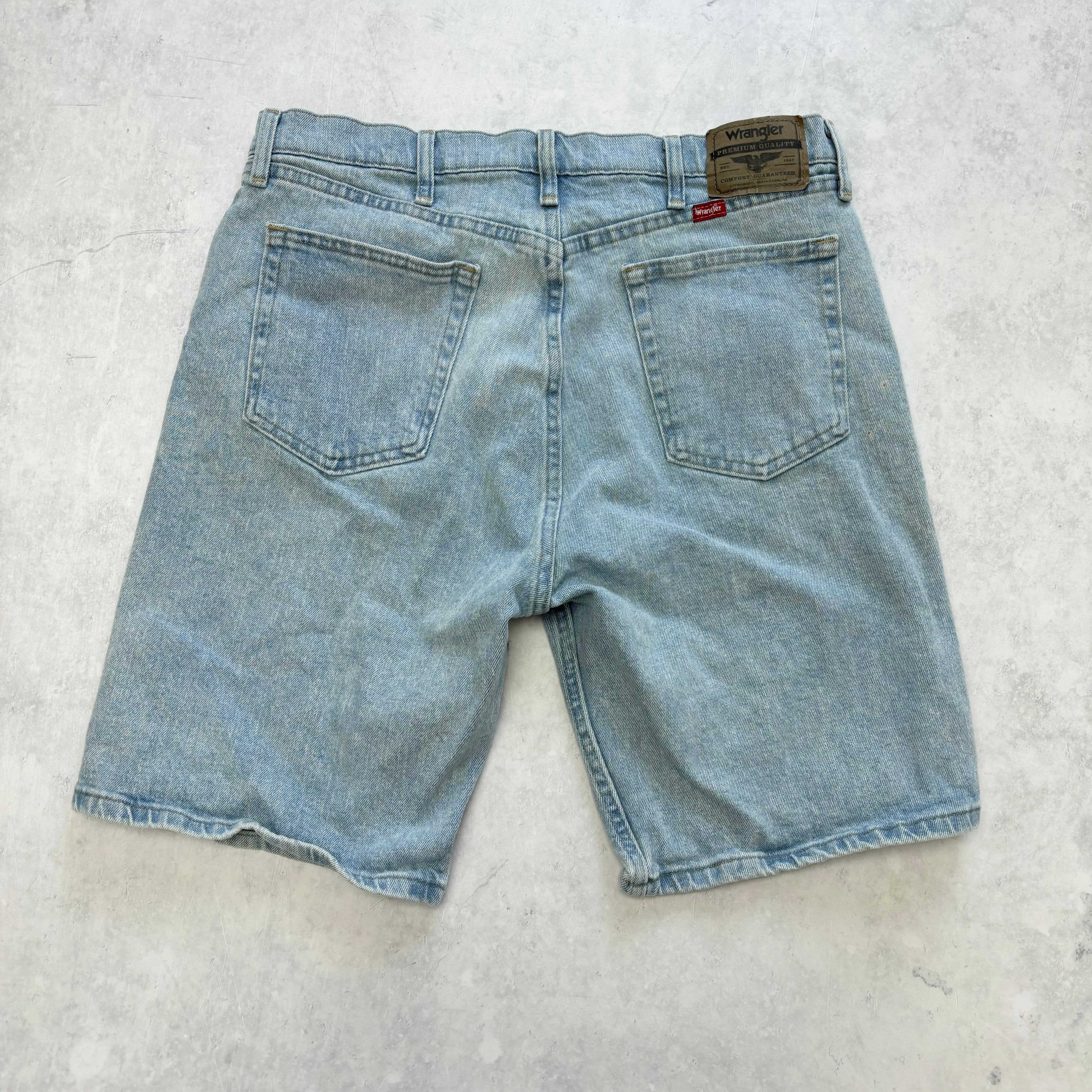 Vintage Wrangler Jorts W34 Mens Denim Shorts Light Blue Regular Fit